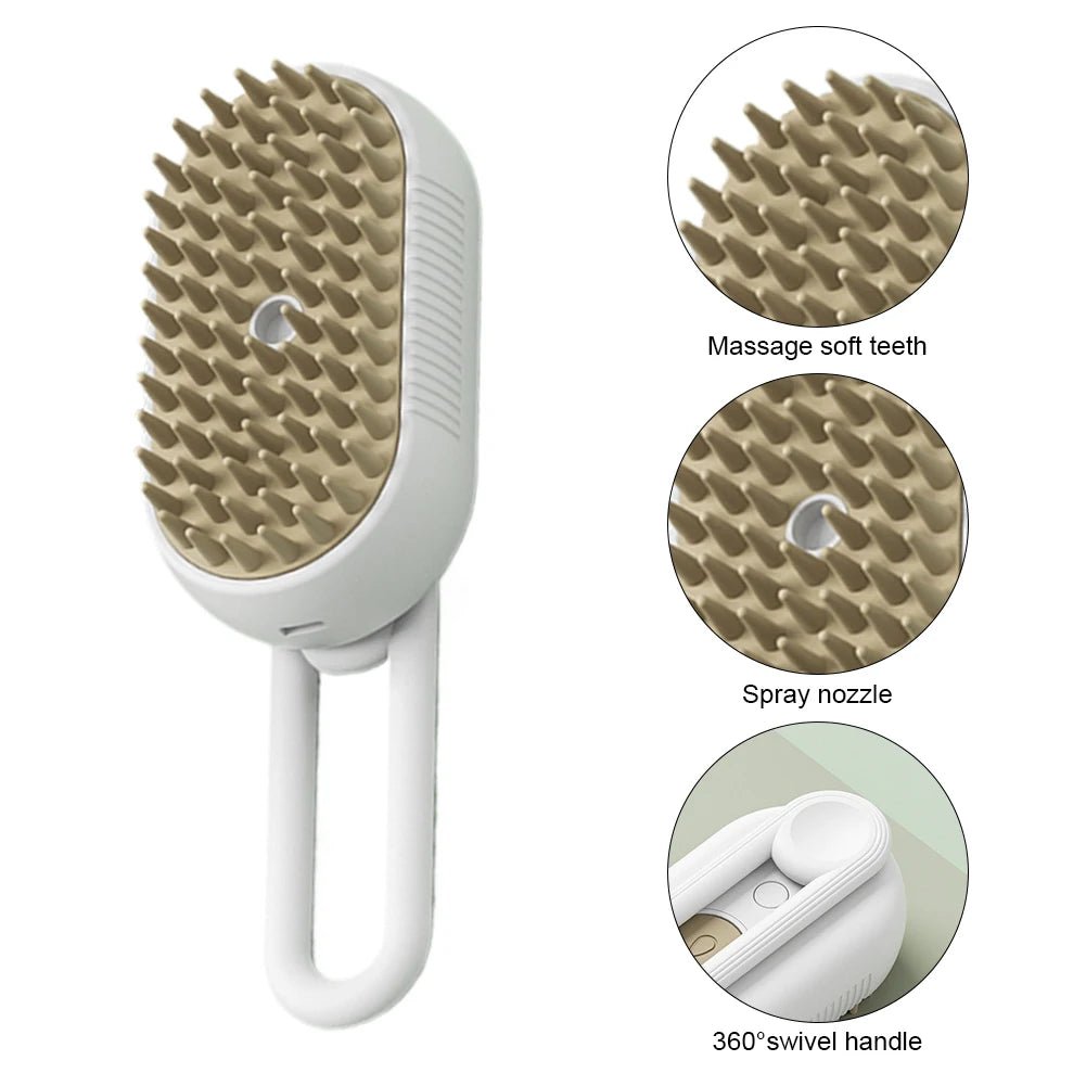 3 - in - 1 Electric Pet Grooming Brush: Steam Clean, Massage & Remove Hair for Dogs & Cats - Nourishment Tapestry