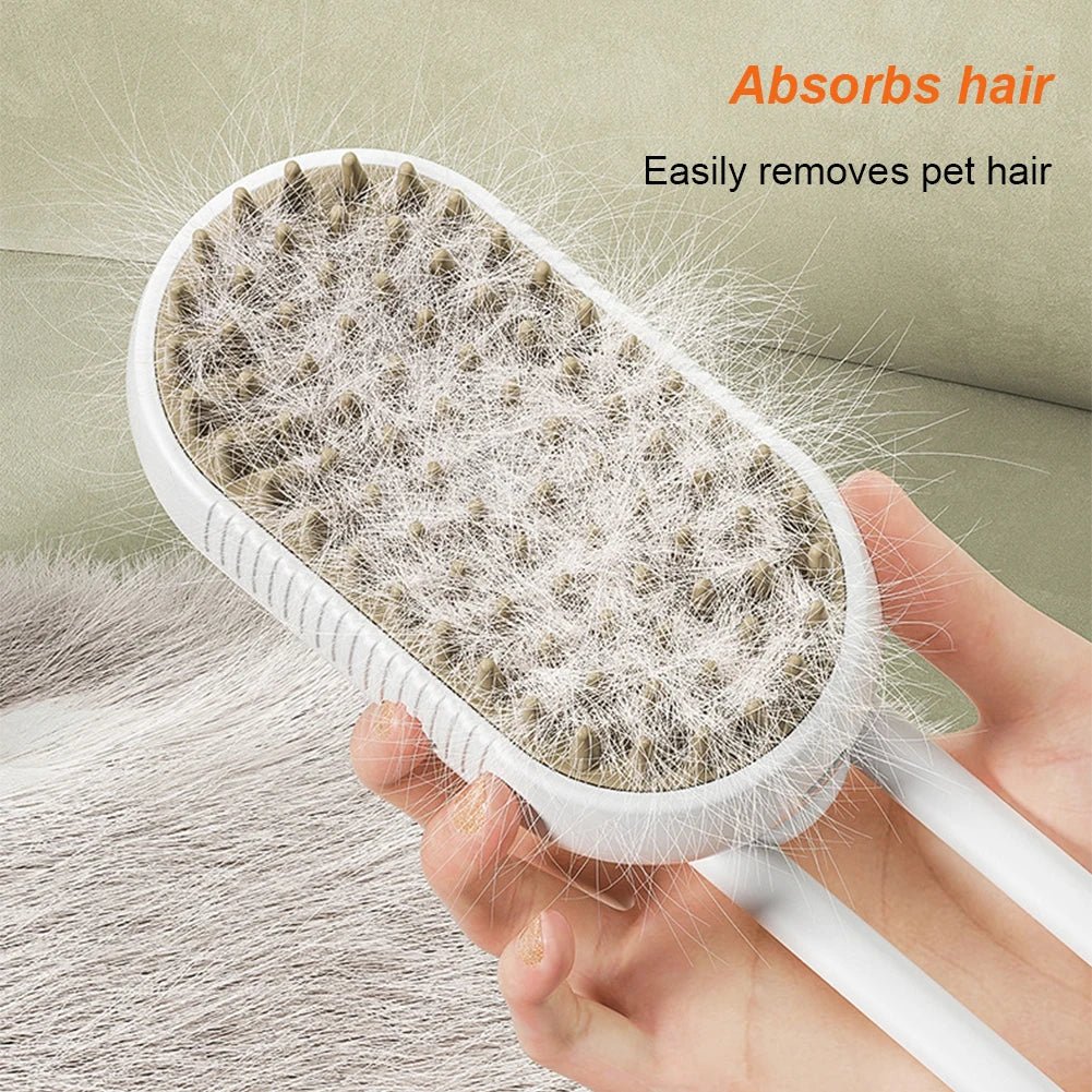 3 - in - 1 Electric Pet Grooming Brush: Steam Clean, Massage & Remove Hair for Dogs & Cats - Nourishment Tapestry