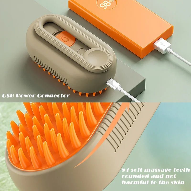 3 - in - 1 Electric Pet Grooming Brush: Steam Clean, Massage & Remove Hair for Dogs & Cats - Nourishment Tapestry