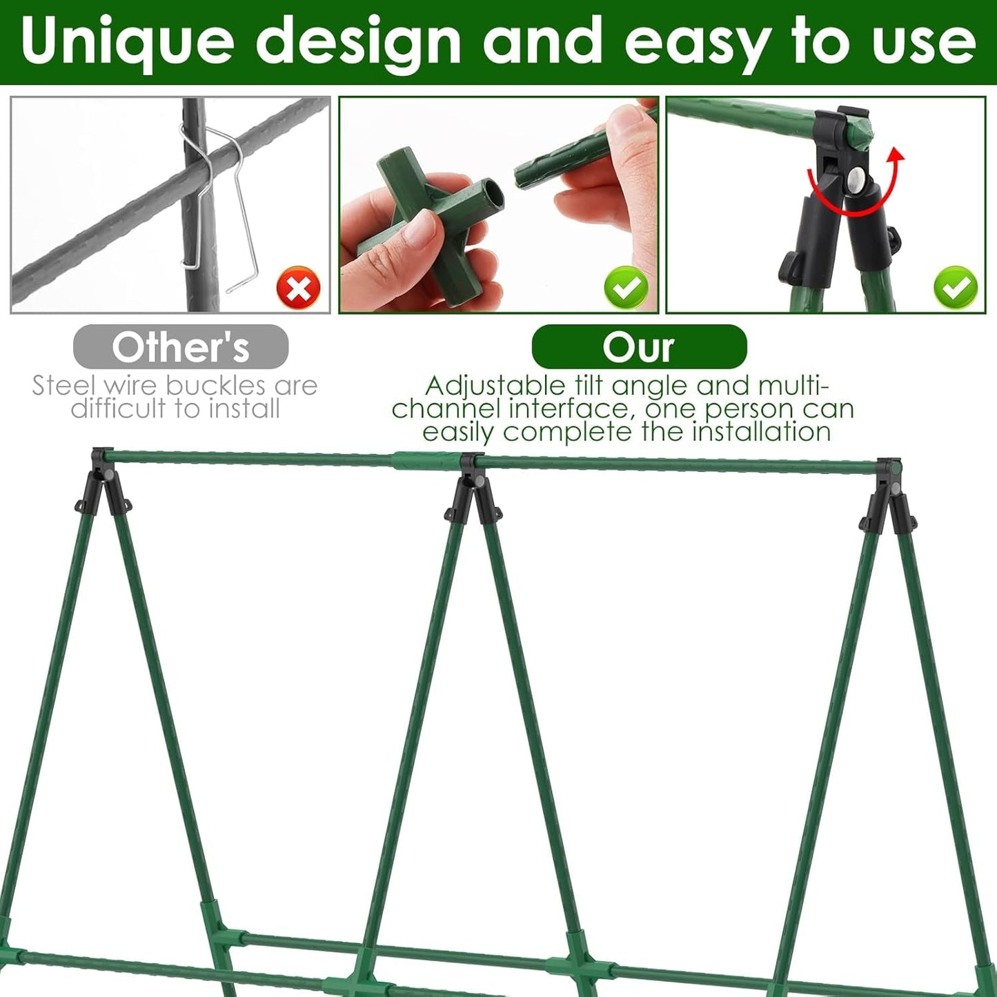 A - Frame Trellis for Climbing Plants: Garden Support for Cucumbers, Tomatoes, and Vegetables - Nourishment Tapestry
