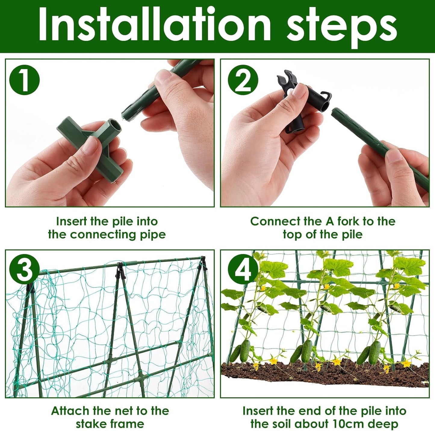 A - Frame Trellis for Climbing Plants: Garden Support for Cucumbers, Tomatoes, and Vegetables - Nourishment Tapestry