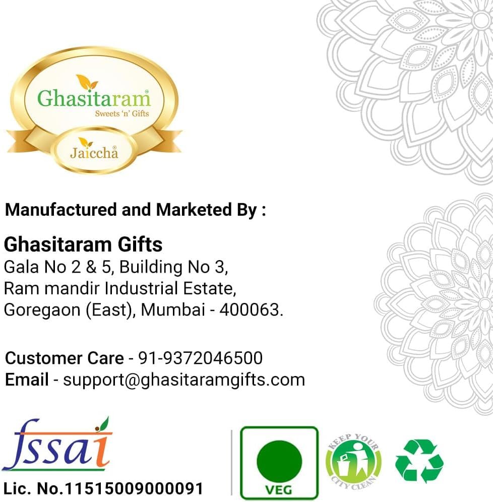 "Big Rakhi Hamper: 13 Goodies & 5 Rakhis by Ghasitaram Gifts" - Nourishment Tapestry