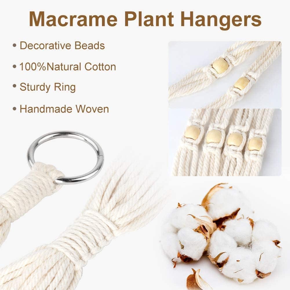 Boho Macrame Plant Hangers 5 - Pack: Stylish Indoor Outdoor Decor - Nourishment Tapestry
