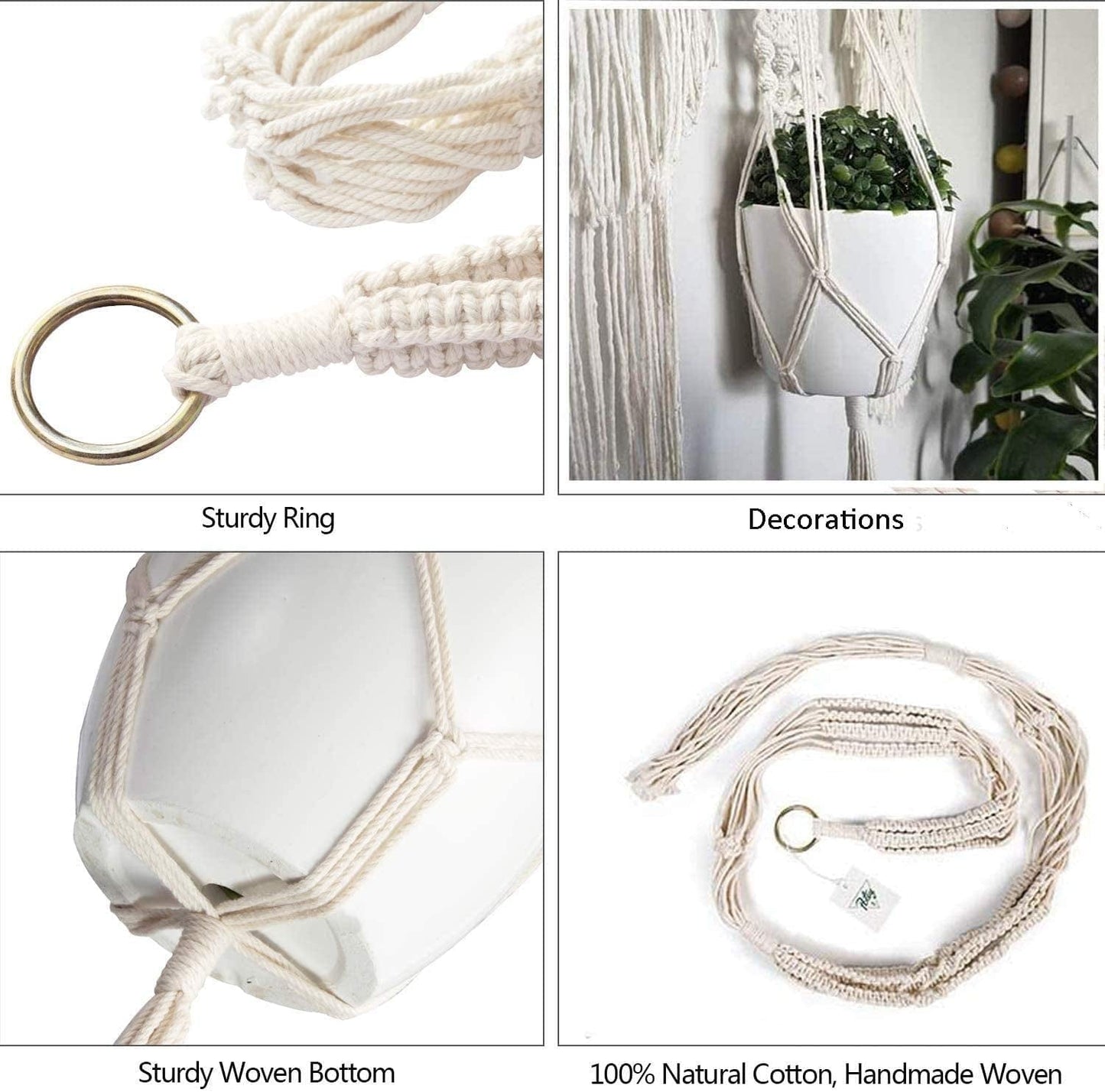 Boho Macrame Plant Hangers 5 - Pack: Stylish Indoor Outdoor Decor - Nourishment Tapestry