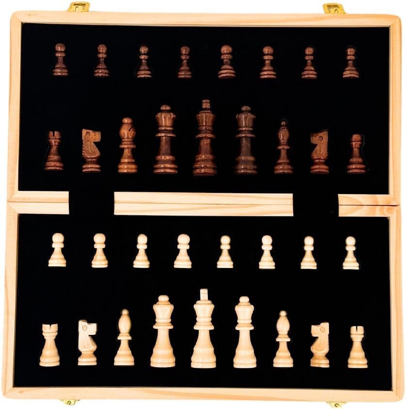 ® Chess Set CKW - 004 - Folding Board Game with Crafted Pieces and 2 Extra Queens - Perfect Gift for Family Fun - Nourishment Tapestry