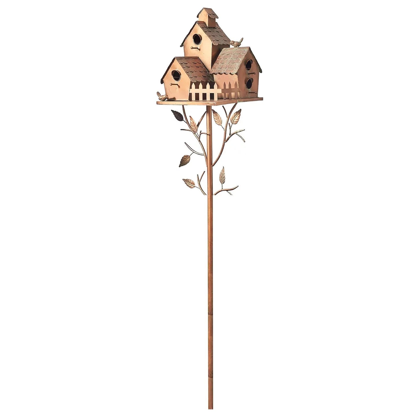 Copper Cottage Bird House with Pole: Elegant Outdoor Feeder for Garden, Patio & Backyard - Shop Now - Nourishment Tapestry