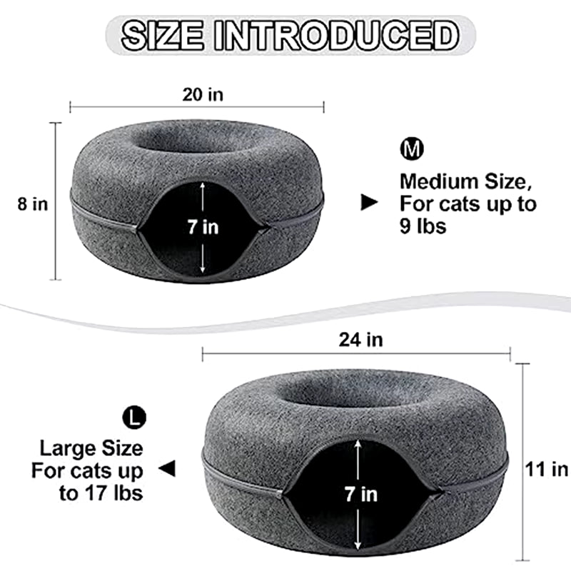 Cozy Cat Cave: 2 - in - 1 Washable Tunnel Bed for Indoor Cats - Detachable, Fun & Comfortable - Nourishment Tapestry