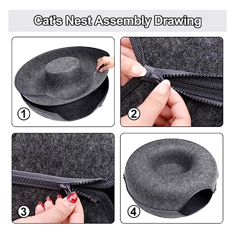 Cozy Cat Cave: 2 - in - 1 Washable Tunnel Bed for Indoor Cats - Detachable, Fun & Comfortable - Nourishment Tapestry