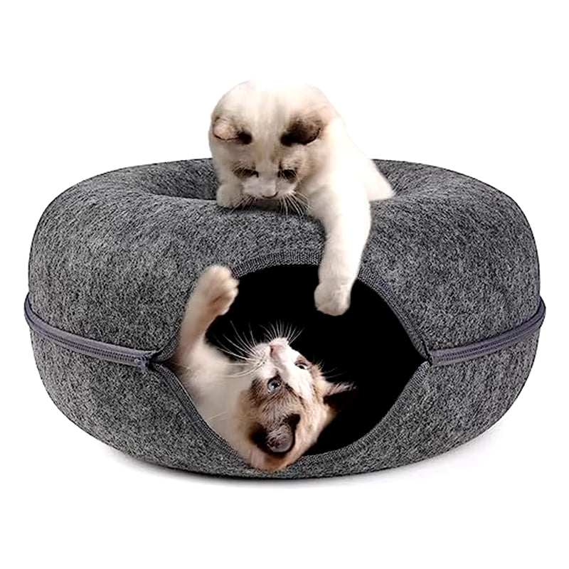 Cozy Cat Cave: 2 - in - 1 Washable Tunnel Bed for Indoor Cats - Detachable, Fun & Comfortable - Nourishment Tapestry