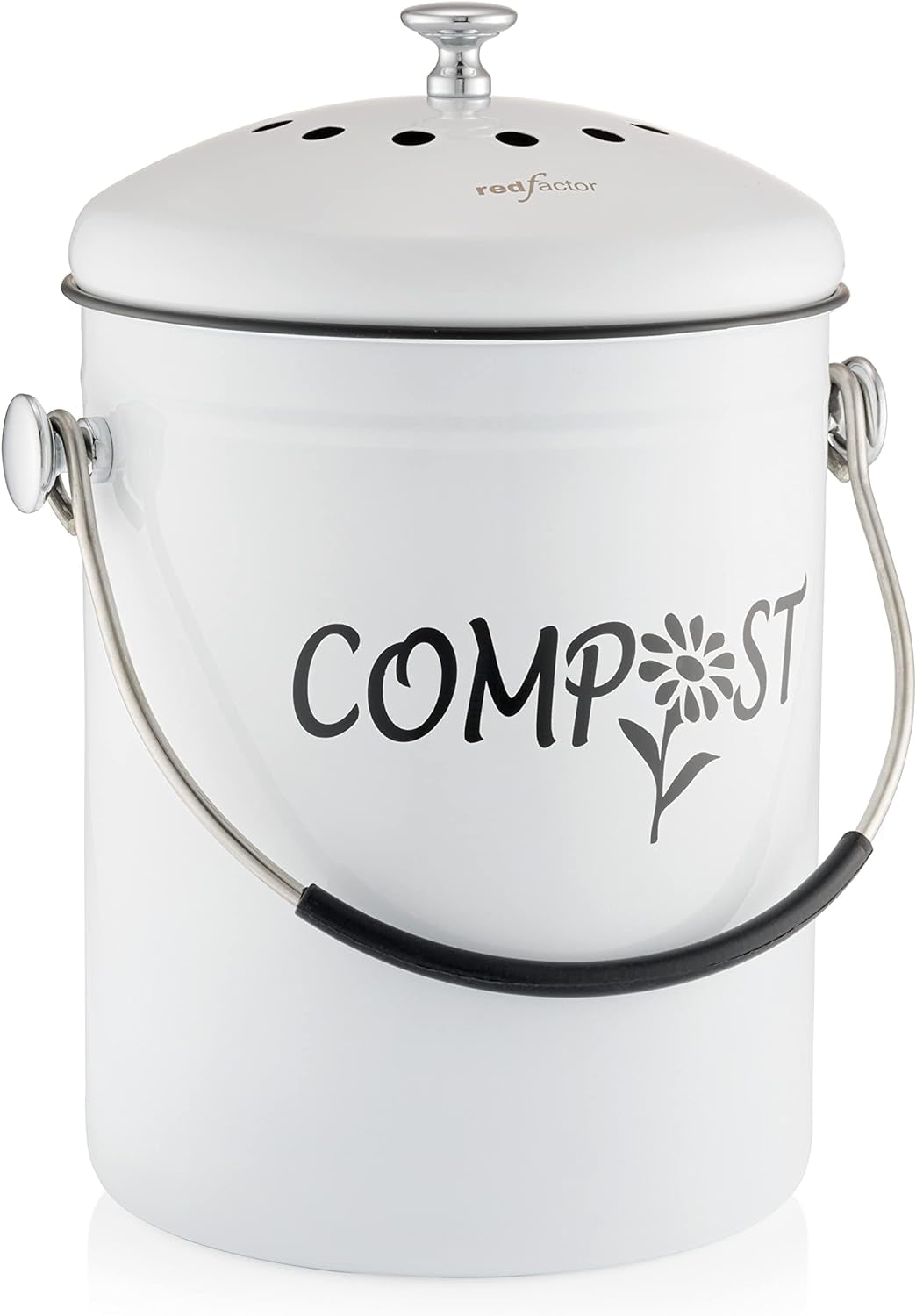 Deluxe Stainless Steel Compost Bin for Kitchen - Dual Filter Technology - 5L Capacity - Includes Replacement Filters - Nourishment Tapestry
