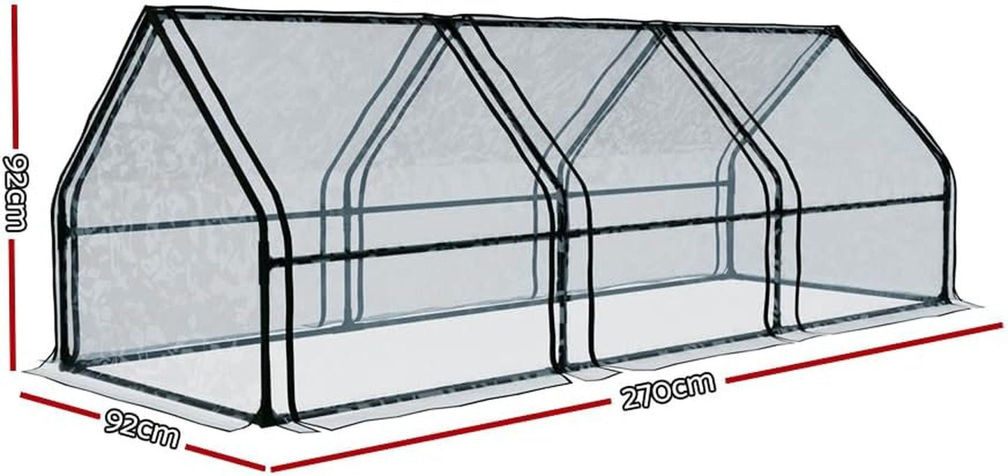 Durable Steel Frame Mini Greenhouse: 270x92x92cm PE Cover Tunnel with Roll - Up Doors - Buy Now! - Nourishment Tapestry