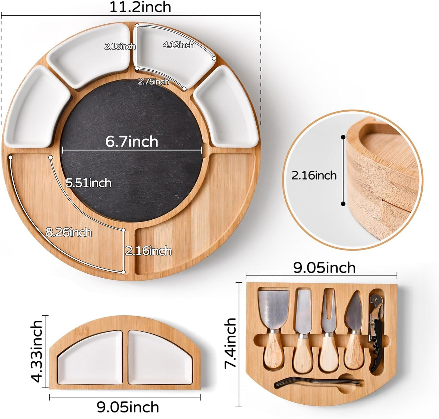 Elegant Bamboo Charcuterie Board Set with Marble Plate - Perfect Housewarming Gift - Nourishment Tapestry