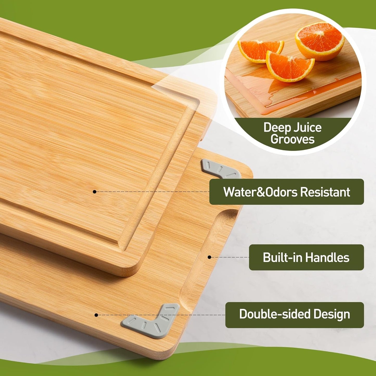 Extra Large Charcuterie Bamboo Board Non Slip Feet over Sink Wooden Cutting Chopping Board Butcher Block Nice Solid Thick Juice Groove Big Xl Xxl Xlarge Hardwood Kitchen Counter Organic Meat BBQ Kit - Nourishing Tapestry