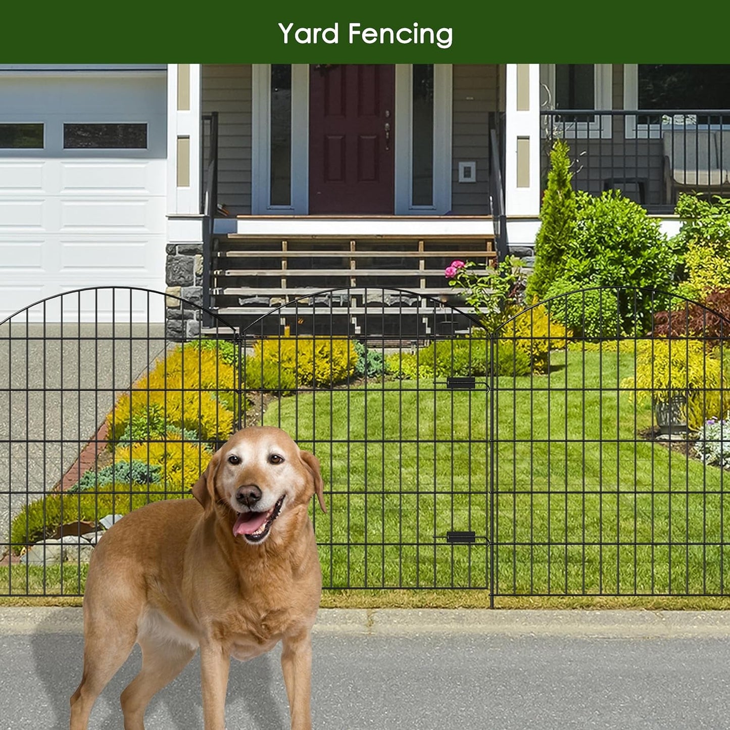 Heavy Duty Metal Garden Gate and Fence Set: 14.75ft Black Outdoor Barrier for Dog, Yard Privacy - Durable Metal Fence and Gate Set for Outdoor Security - Nourishment Tapestry