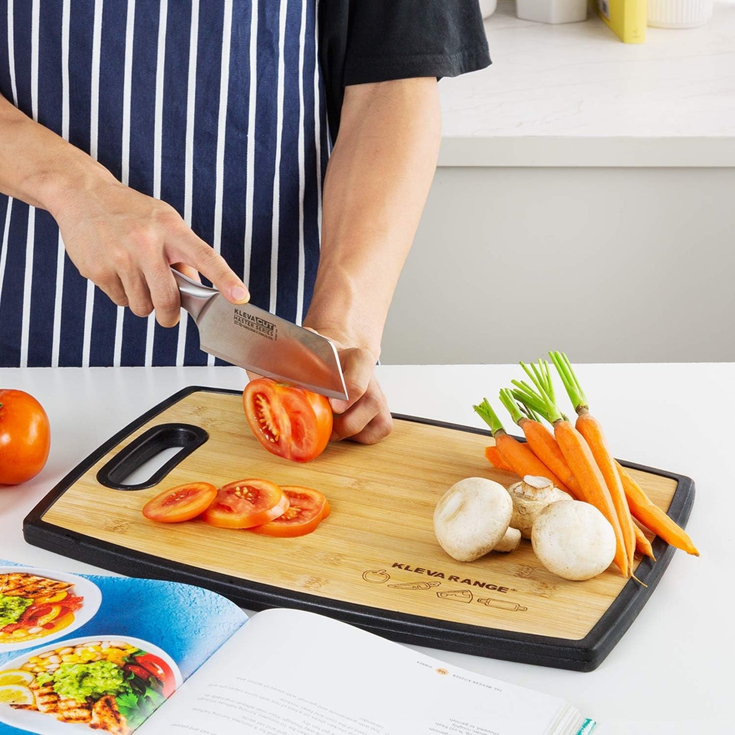 Hygienic 2 - in - 1 Bamboo & Poly Cutting Board: Reversible, Premium Kitchen Essential - Nourishment Tapestry