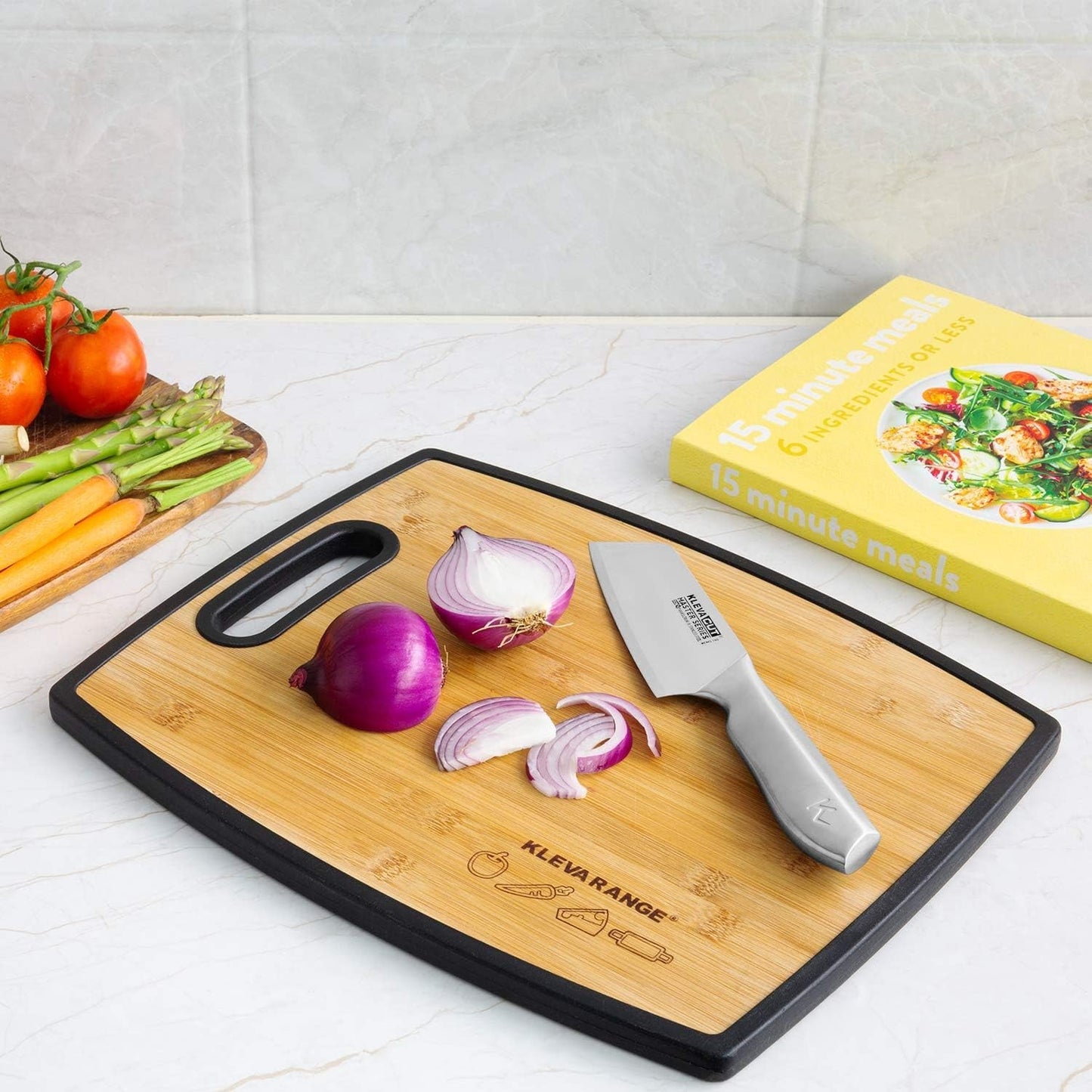 Hygienic 2 - in - 1 Bamboo & Poly Cutting Board: Reversible, Premium Kitchen Essential - Nourishment Tapestry