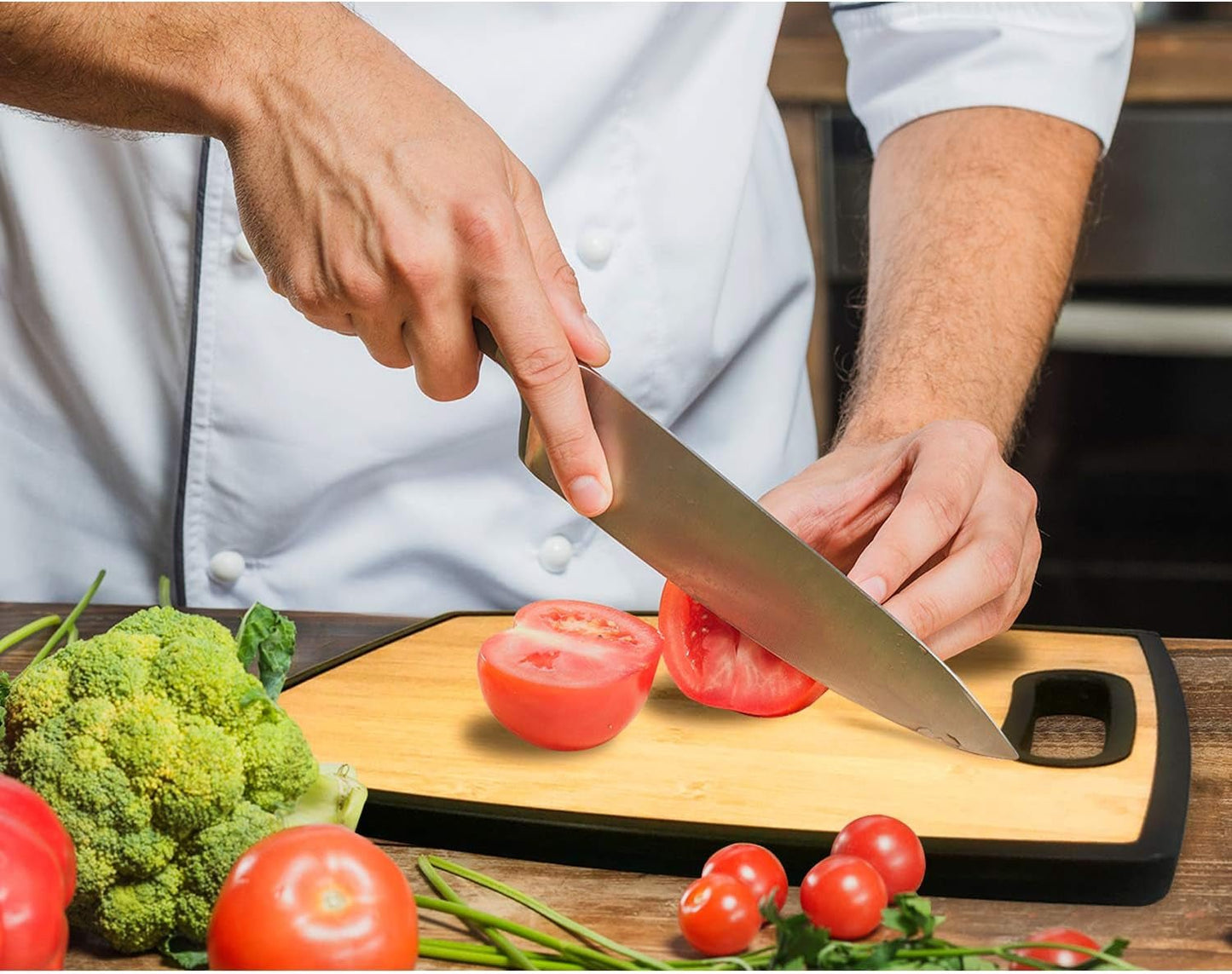 Hygienic 2 - in - 1 Bamboo & Poly Cutting Board: Reversible, Premium Kitchen Essential - Nourishment Tapestry