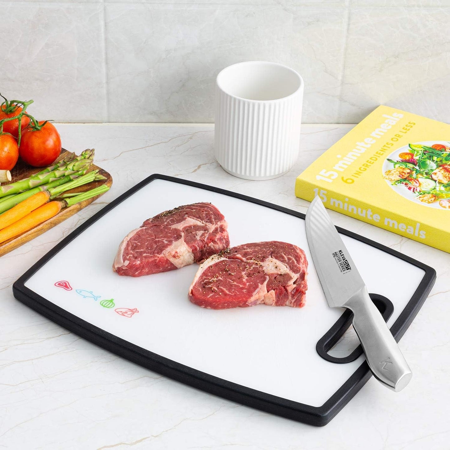 Hygienic 2 - in - 1 Bamboo & Poly Cutting Board: Reversible, Premium Kitchen Essential - Nourishment Tapestry