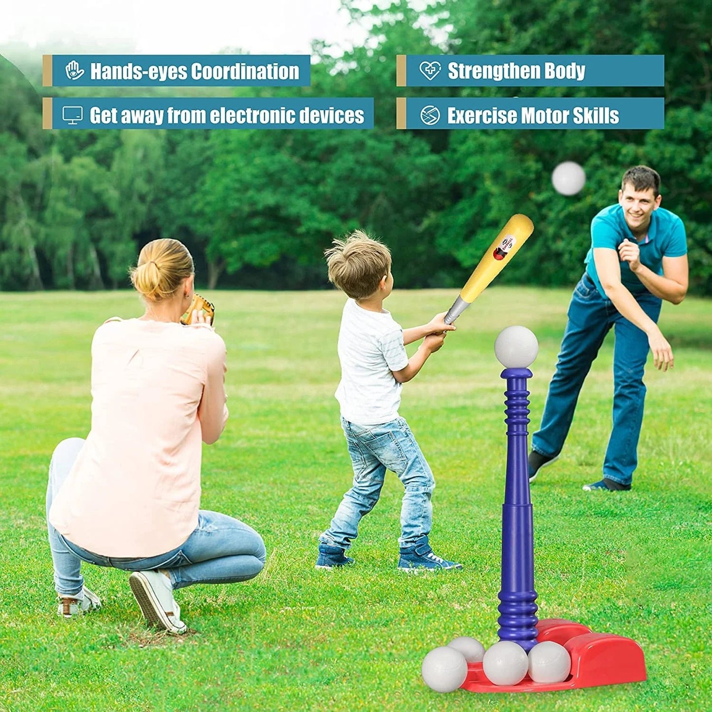 Kids Outdoor Tball Set Baseball Sport Toys for Ages 2 - 8 | Backyard Play Set - Nourishment Tapestry