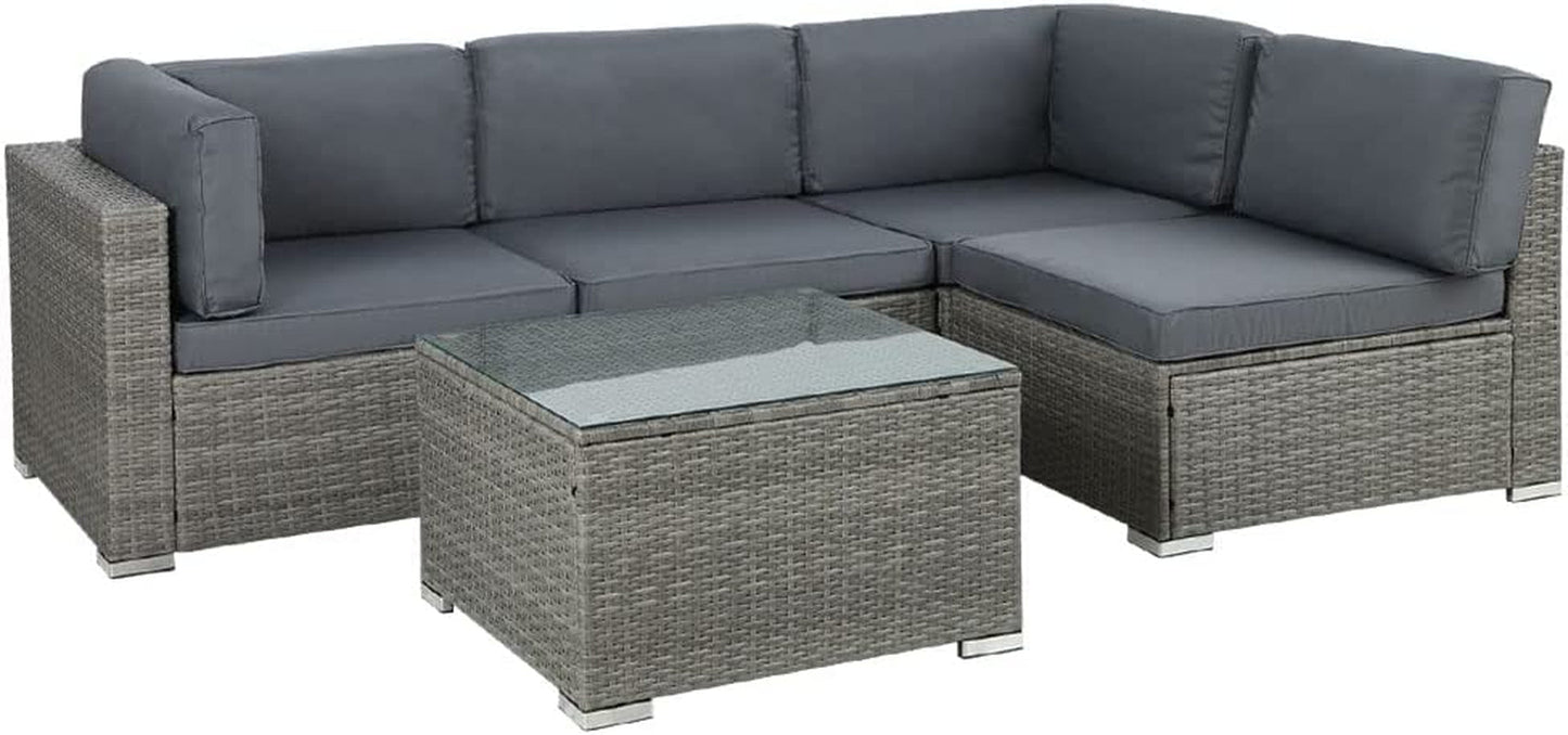 Luxurious Grey Wicker Patio Set: 4 - Piece Outdoor Furniture Set - Nourishment Tapestry