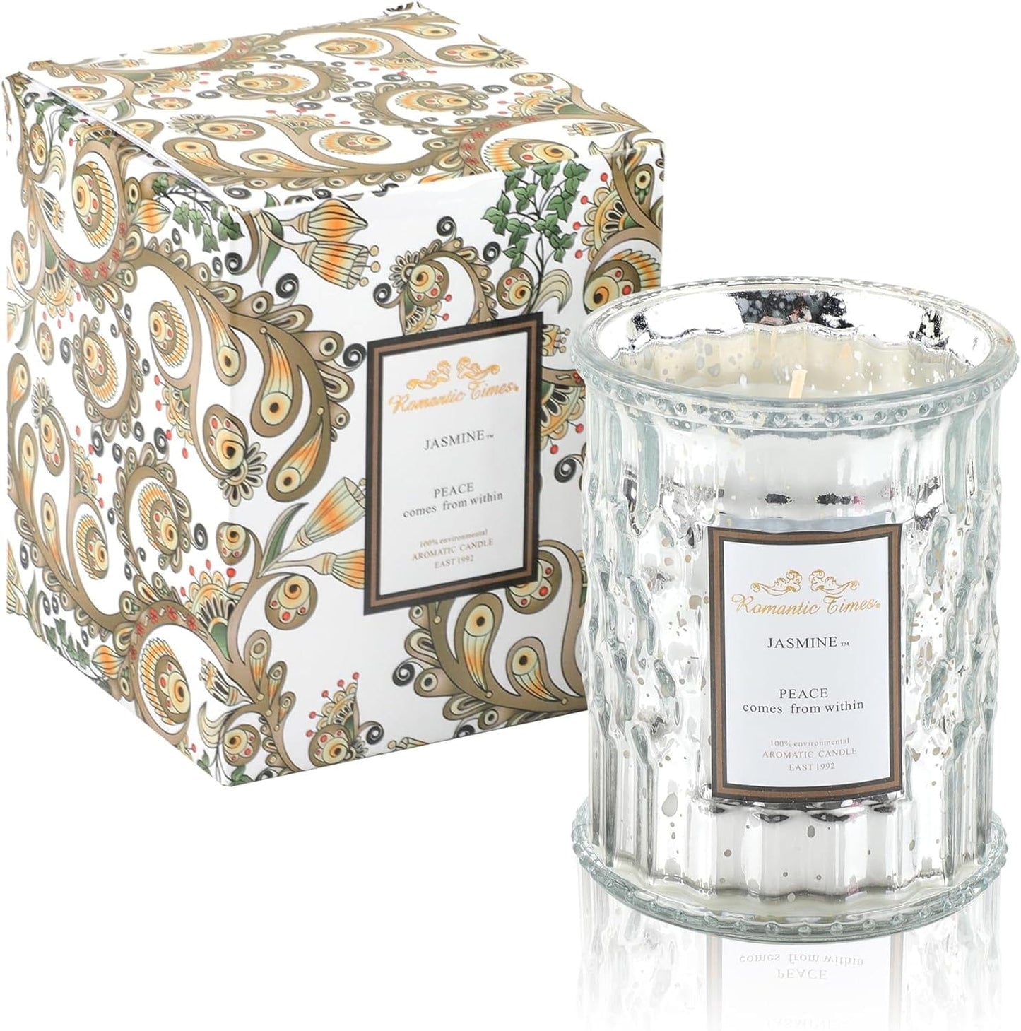 Luxurious Jasmine Scented Candle: 17 Oz Glass Jar, Perfect Gift for Any Occasion - Nourishment Tapestry