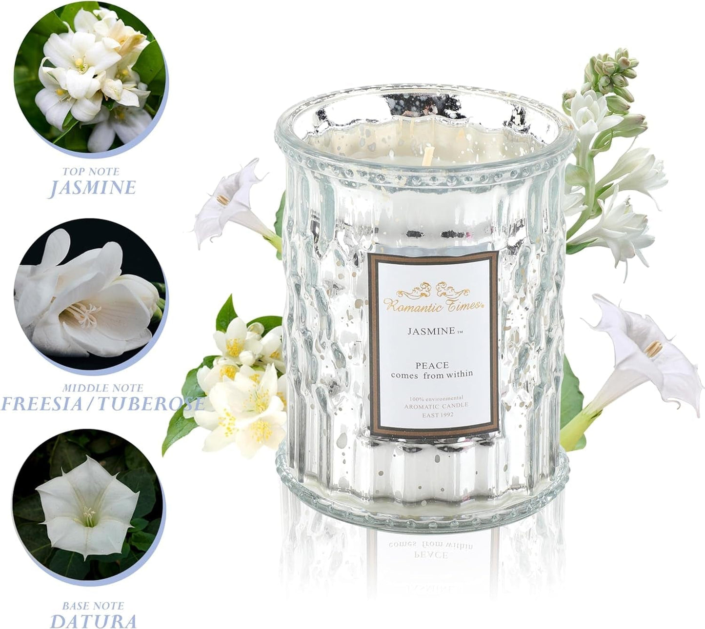 Luxurious Jasmine Scented Candle: 17 Oz Glass Jar, Perfect Gift for Any Occasion - Nourishment Tapestry
