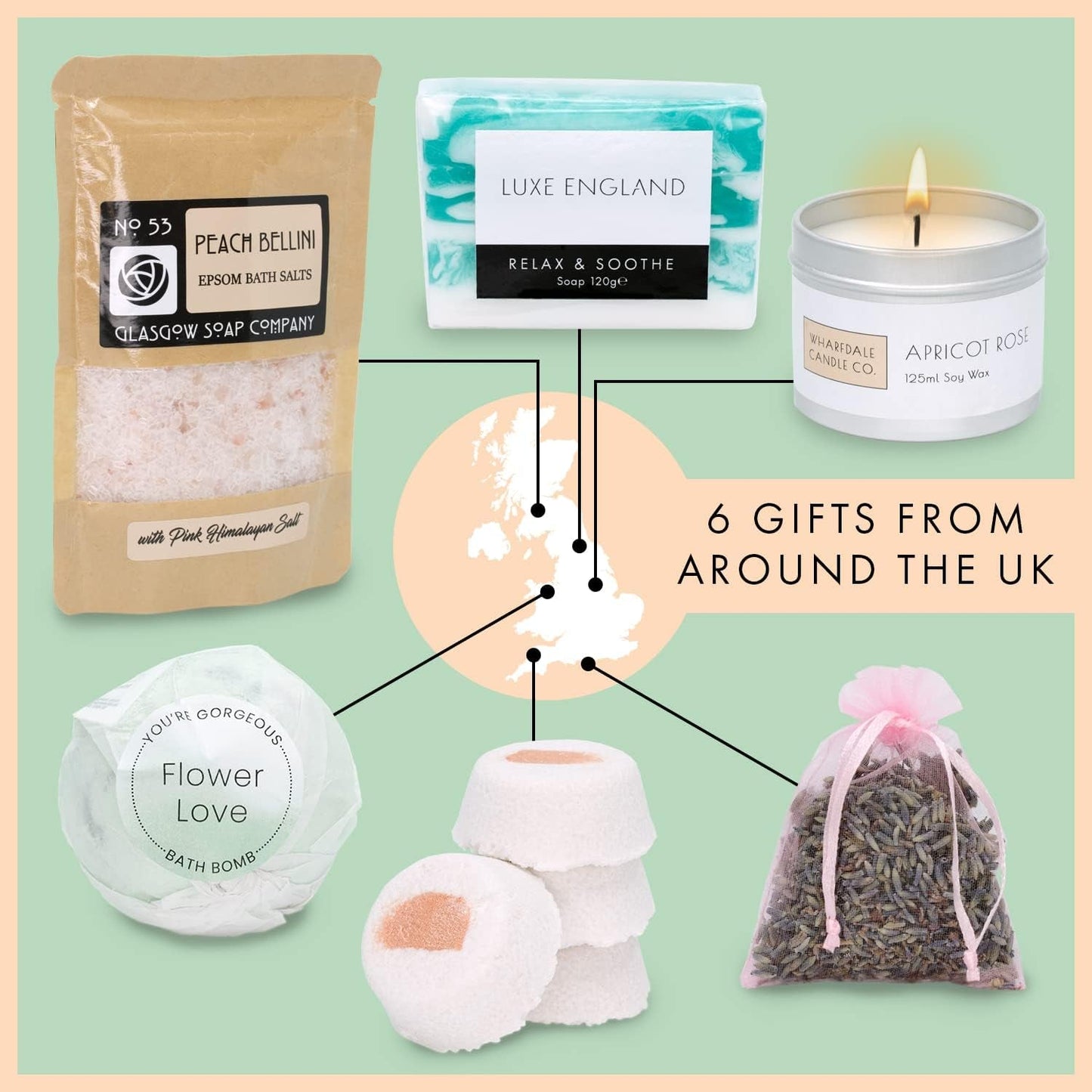 Luxurious Pamper Gift Set for Her - Handmade by 6 UK Small Businesses - Nourishment Tapestry
