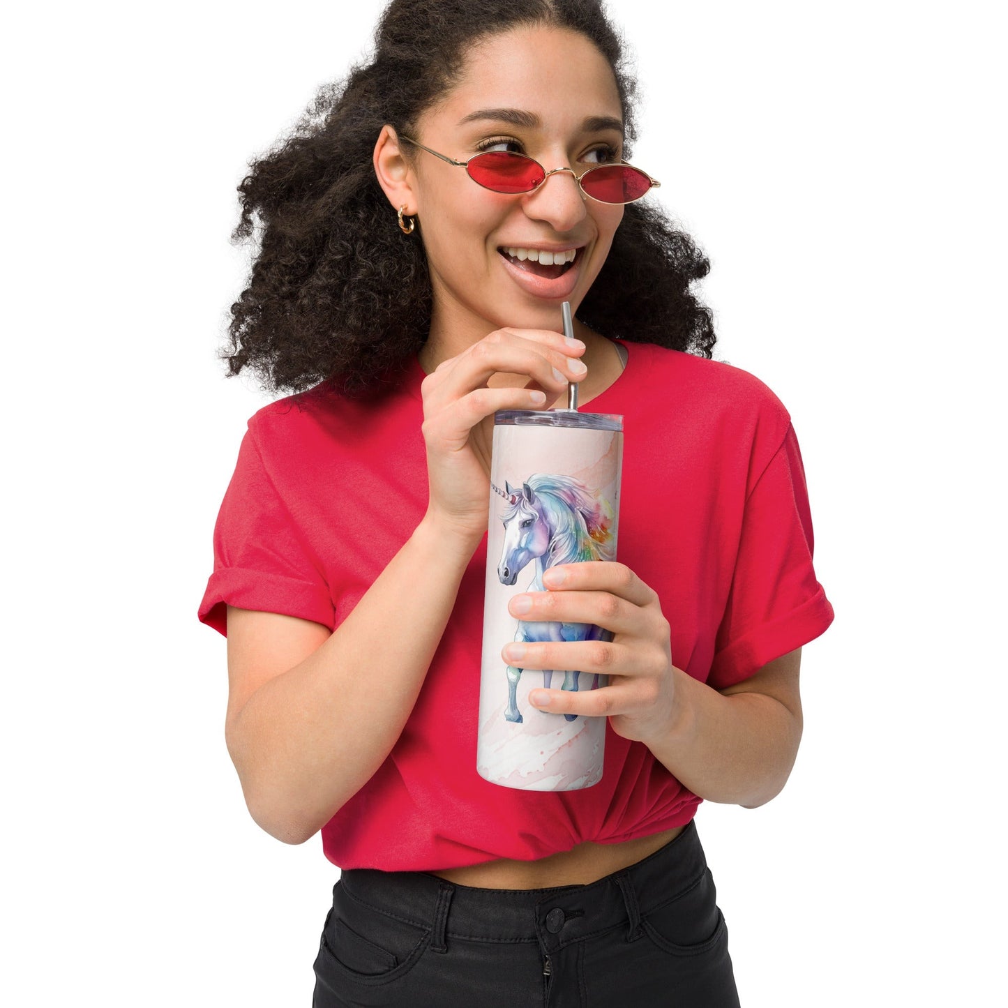 Magical Unicorn Tumbler: 20oz Insulated Steel Cup with Dreamy Watercolor Design - Nourishment Tapestry