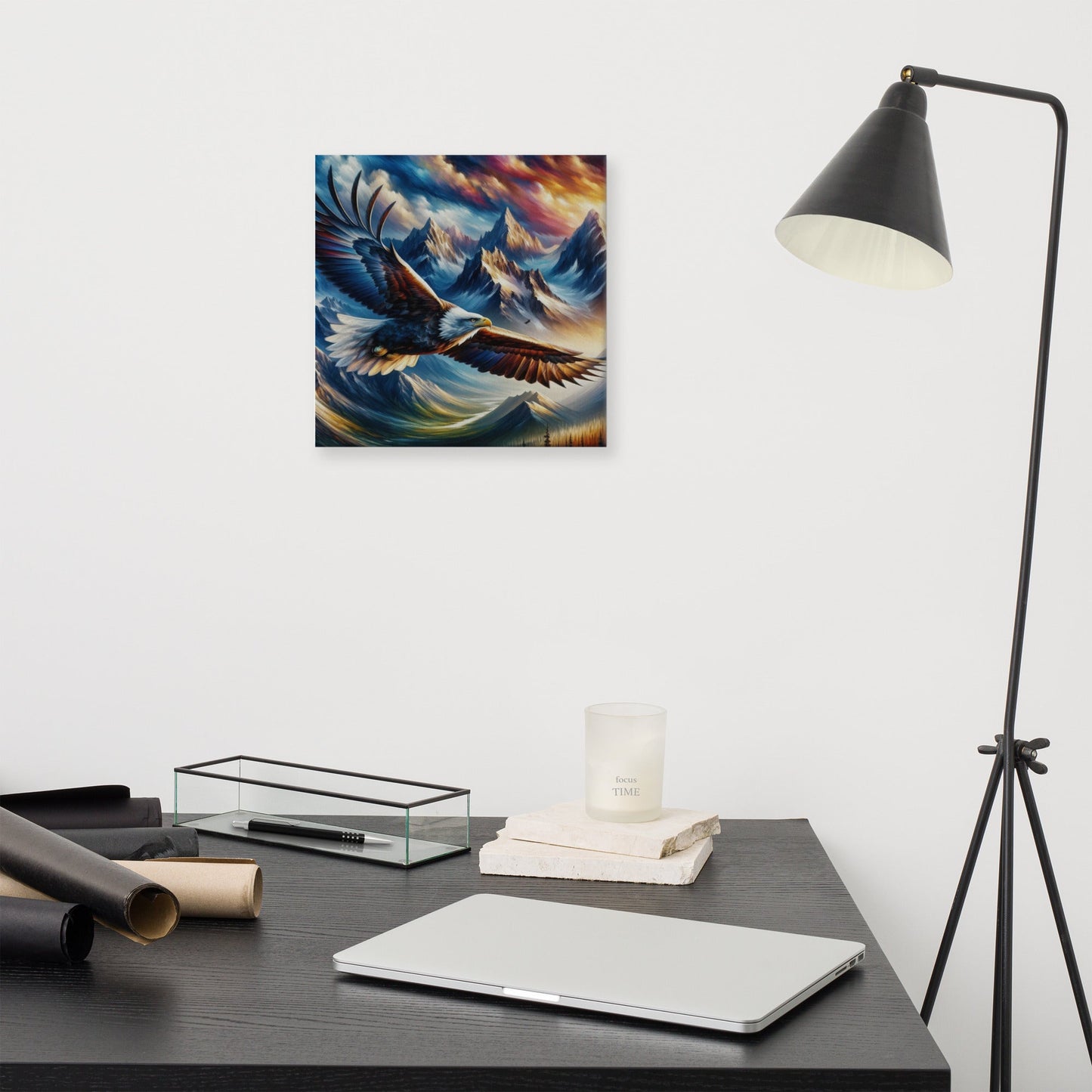Majestic Eagle Canvas: Mountain Landscape Wall Art for Nature - Inspired Decor - Nourishment Tapestry