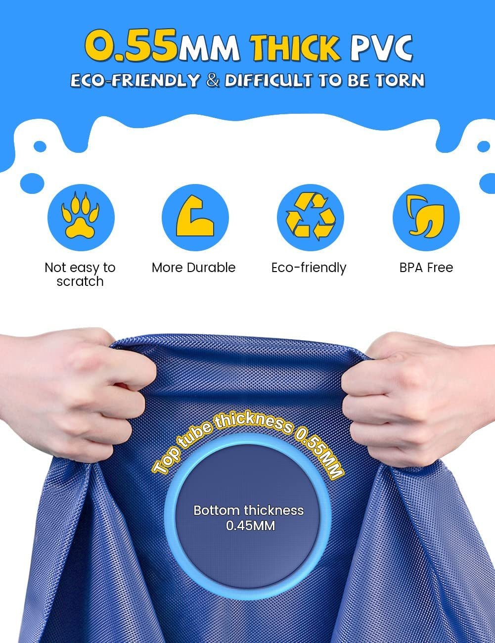 Non - Slip Splash Pad for Kids and Pets - Summer Water Toy for Outdoor Fun (107 Inch, Blue&Blue) - Nourishment Tapestry