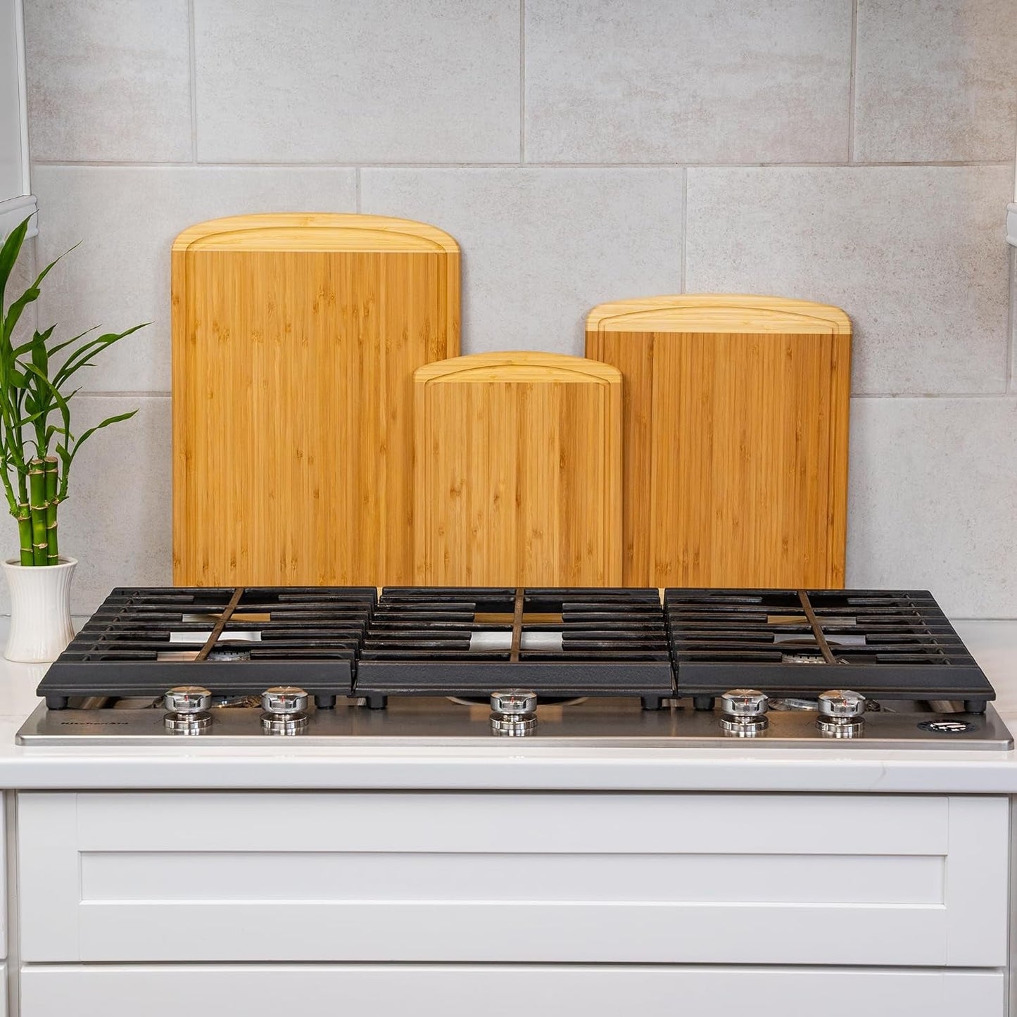 Organic Bamboo Cutting Board Set: 3 - Piece Kitchen Essential with Juice Groove & Lifetime Warranty - Nourishment Tapestry