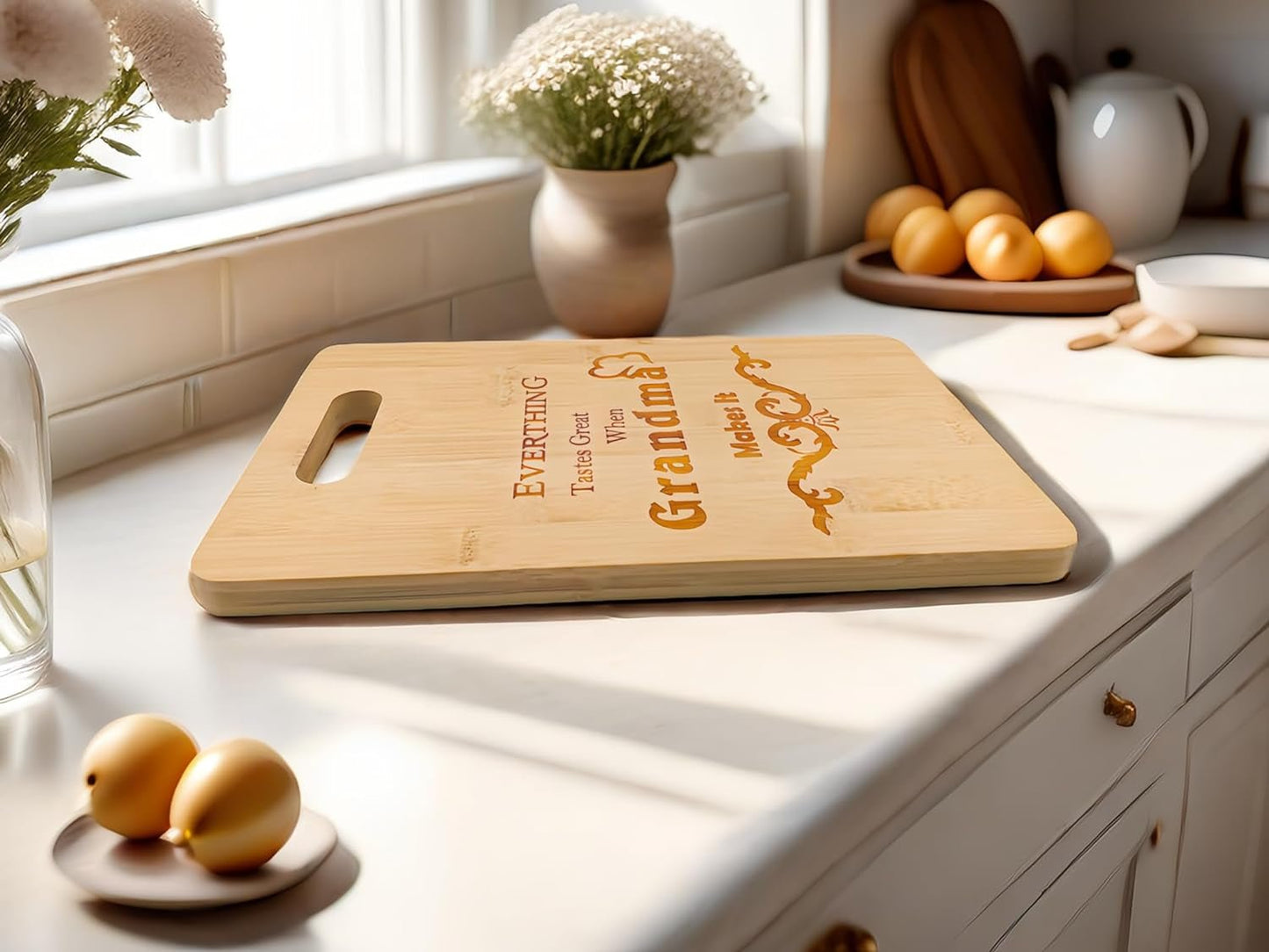 Personalized Bamboo Chopping Board: Engraved Gift for Grandma - Birthday, Mother's Day, Christmas - Nourishment Tapestry