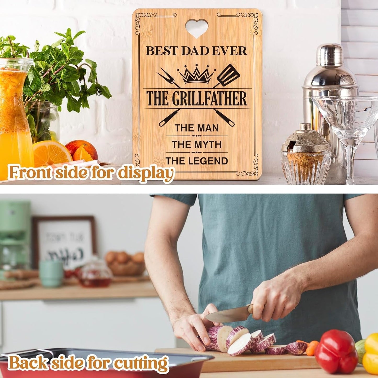 Personalized Bamboo Cutting Board: Engraved Father's Day Gift for Dad - Nourishment Tapestry