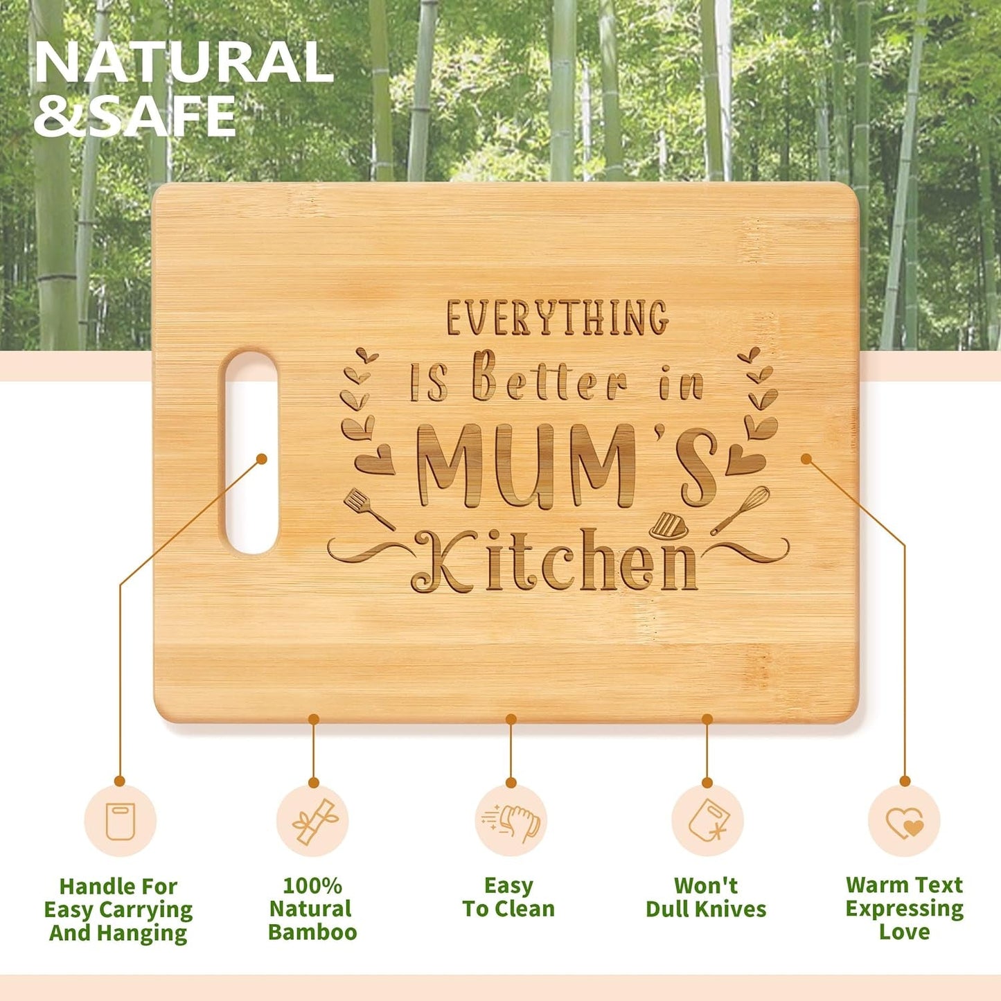 Personalized Bamboo Cutting Board: Engraved Mother's Day Gift - Nourishment Tapestry