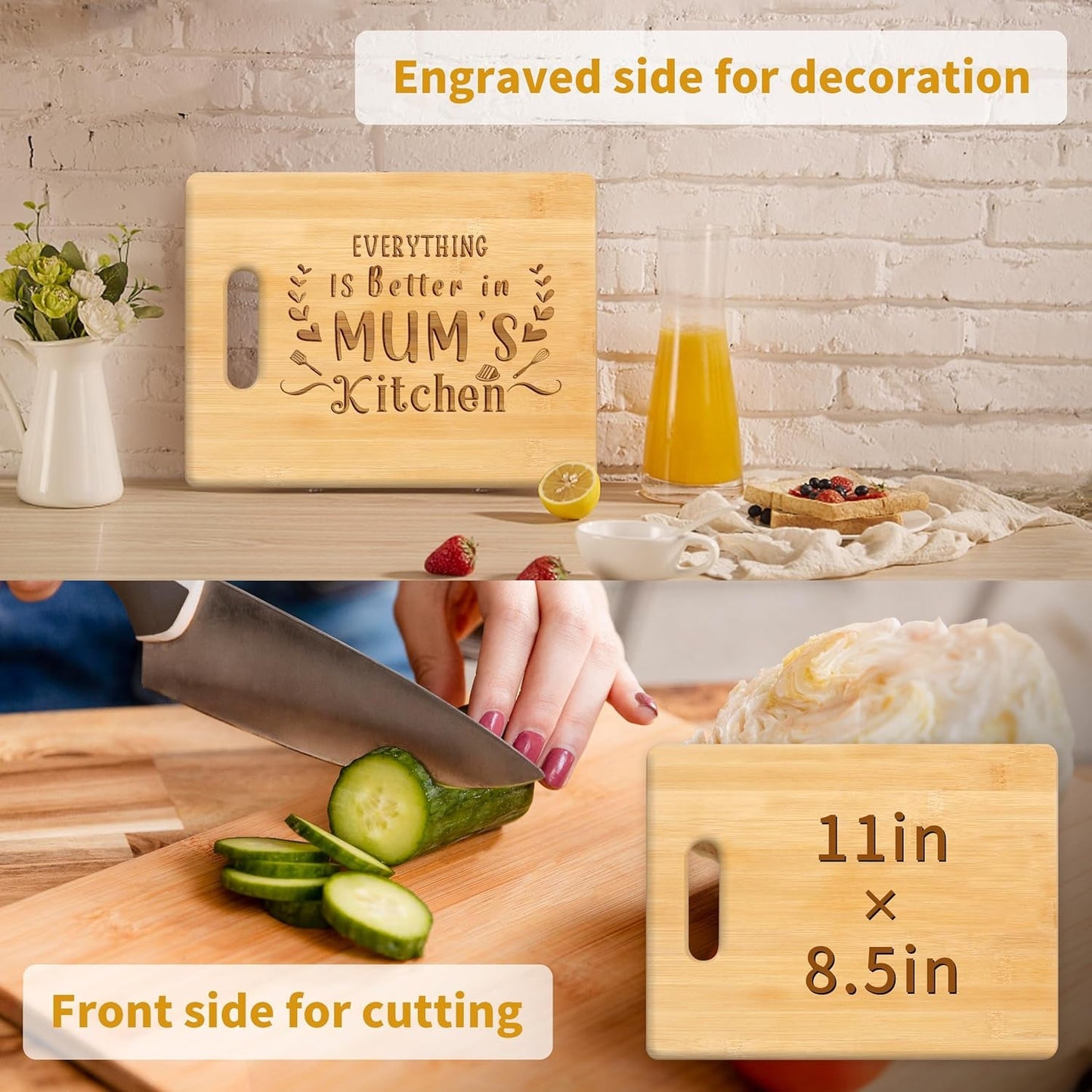 Personalized Bamboo Cutting Board: Engraved Mother's Day Gift - Nourishment Tapestry