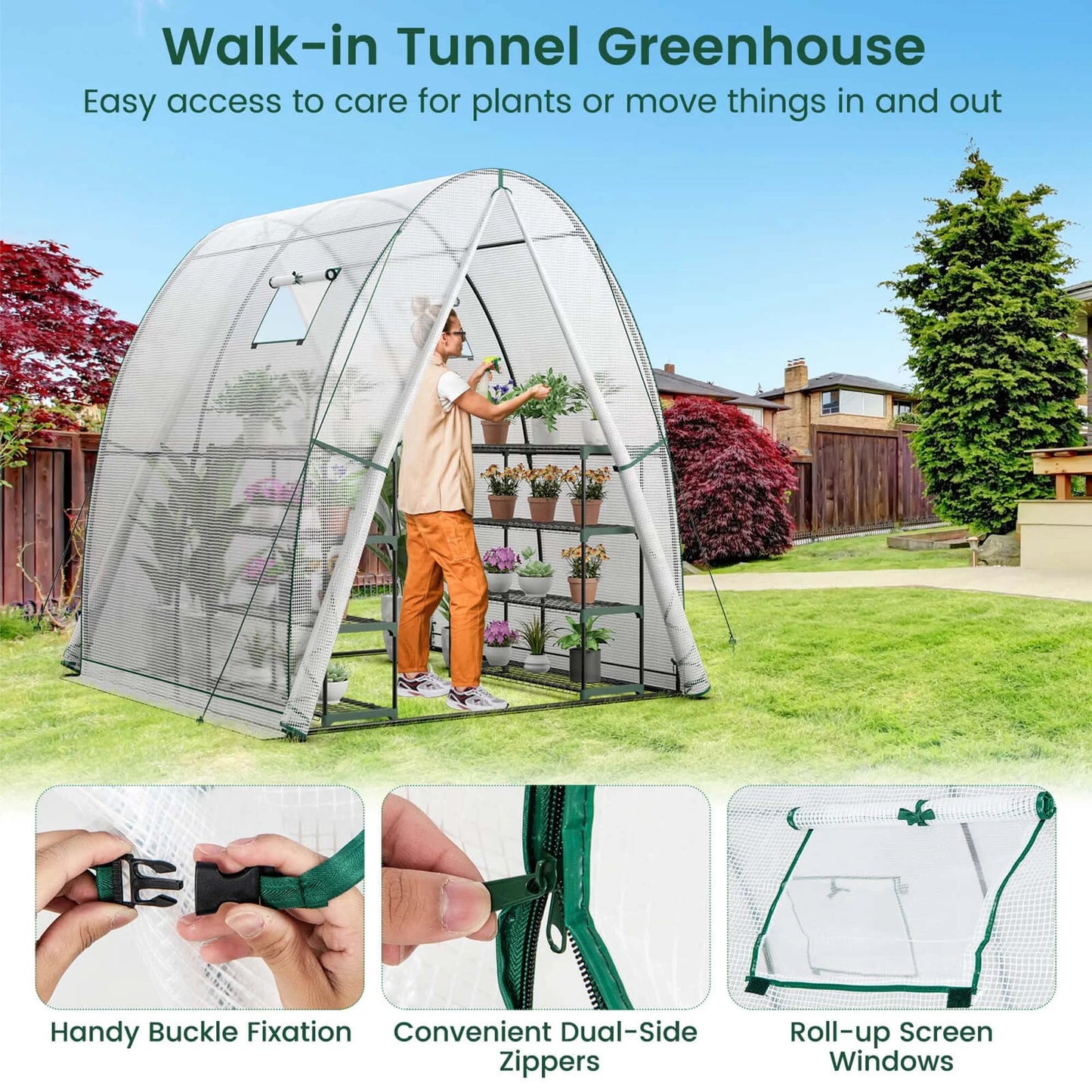 Portable Greenhouse 6x6x6.6 FT: Easy - Access 2 - Door, Ventilated Windows, Spacious Plant Sanctuary - Grow Your Plants in Style! - Nourishment Tapestry