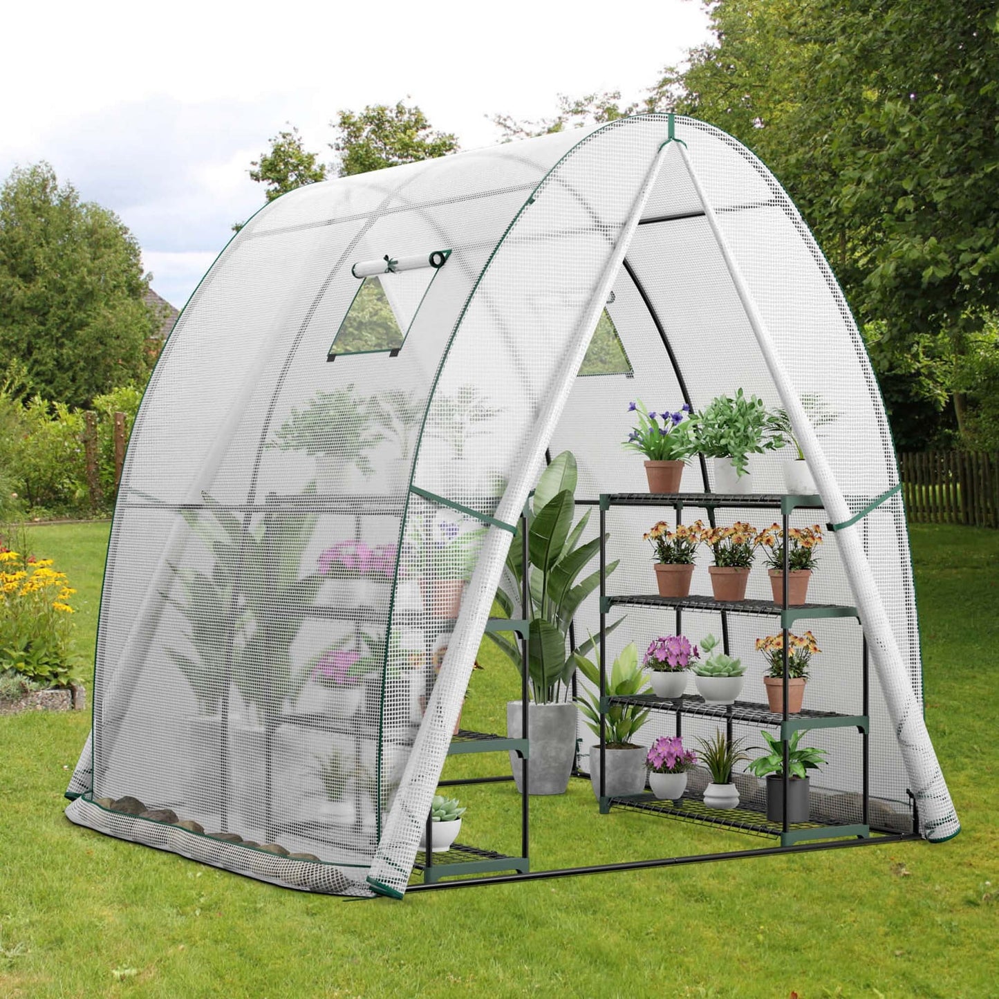 Portable Greenhouse 6x6x6.6 FT: Easy - Access 2 - Door, Ventilated Windows, Spacious Plant Sanctuary - Grow Your Plants in Style! - Nourishment Tapestry