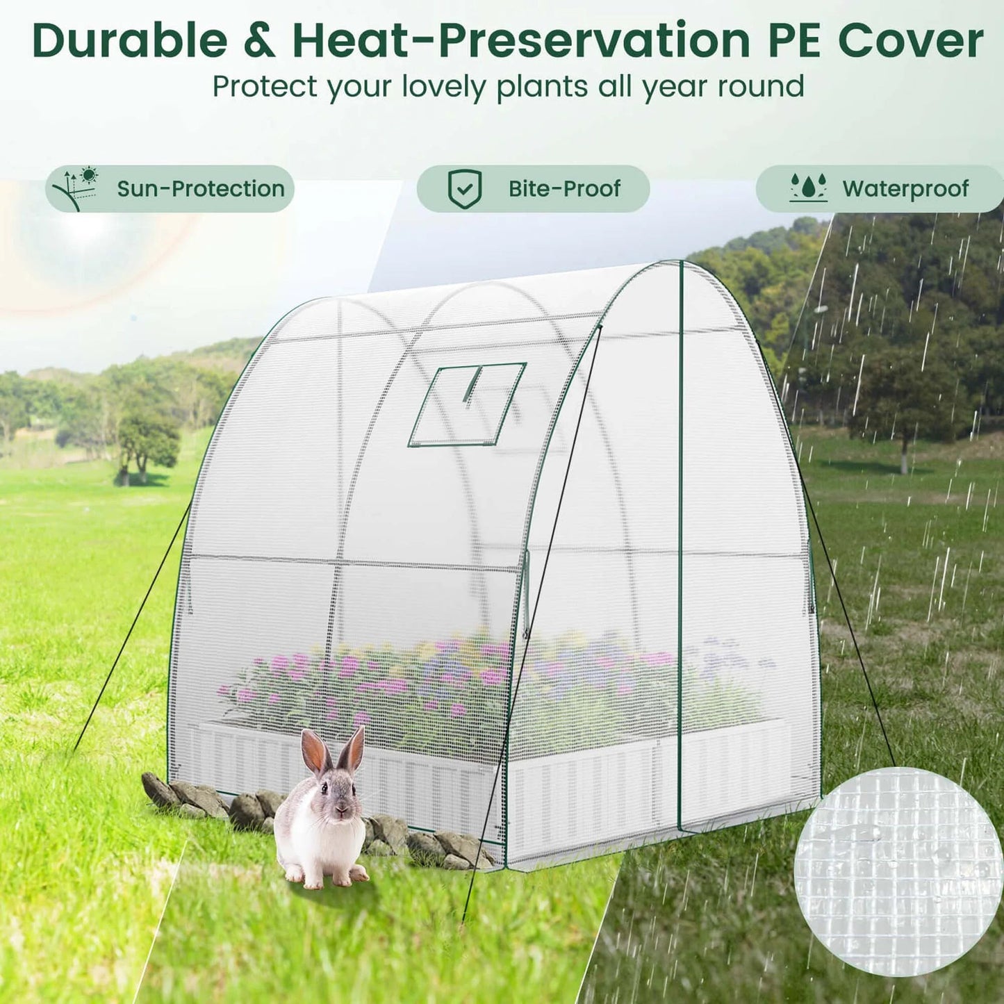 Portable Greenhouse 6x6x6.6 FT: Easy - Access 2 - Door, Ventilated Windows, Spacious Plant Sanctuary - Grow Your Plants in Style! - Nourishment Tapestry