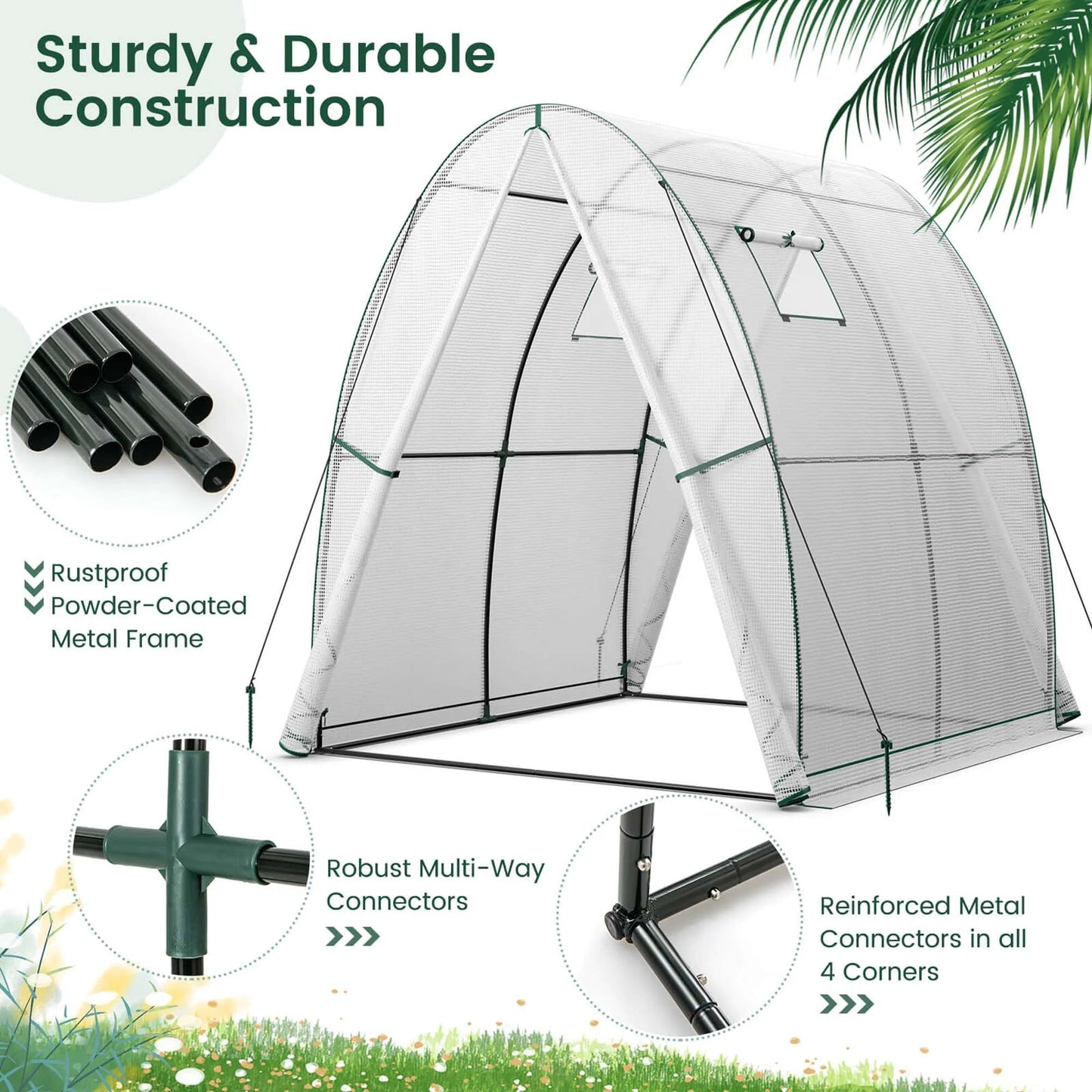 Portable Greenhouse 6x6x6.6 FT: Easy - Access 2 - Door, Ventilated Windows, Spacious Plant Sanctuary - Grow Your Plants in Style! - Nourishment Tapestry