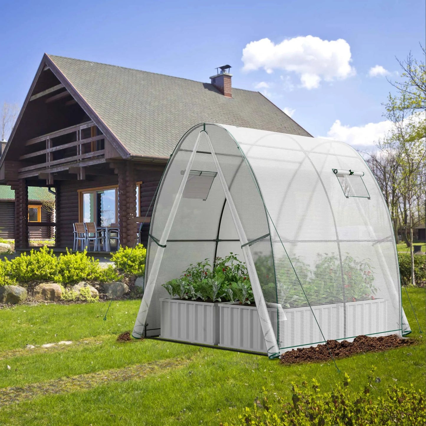 Portable Greenhouse 6x6x6.6 FT: Easy - Access 2 - Door, Ventilated Windows, Spacious Plant Sanctuary - Grow Your Plants in Style! - Nourishment Tapestry