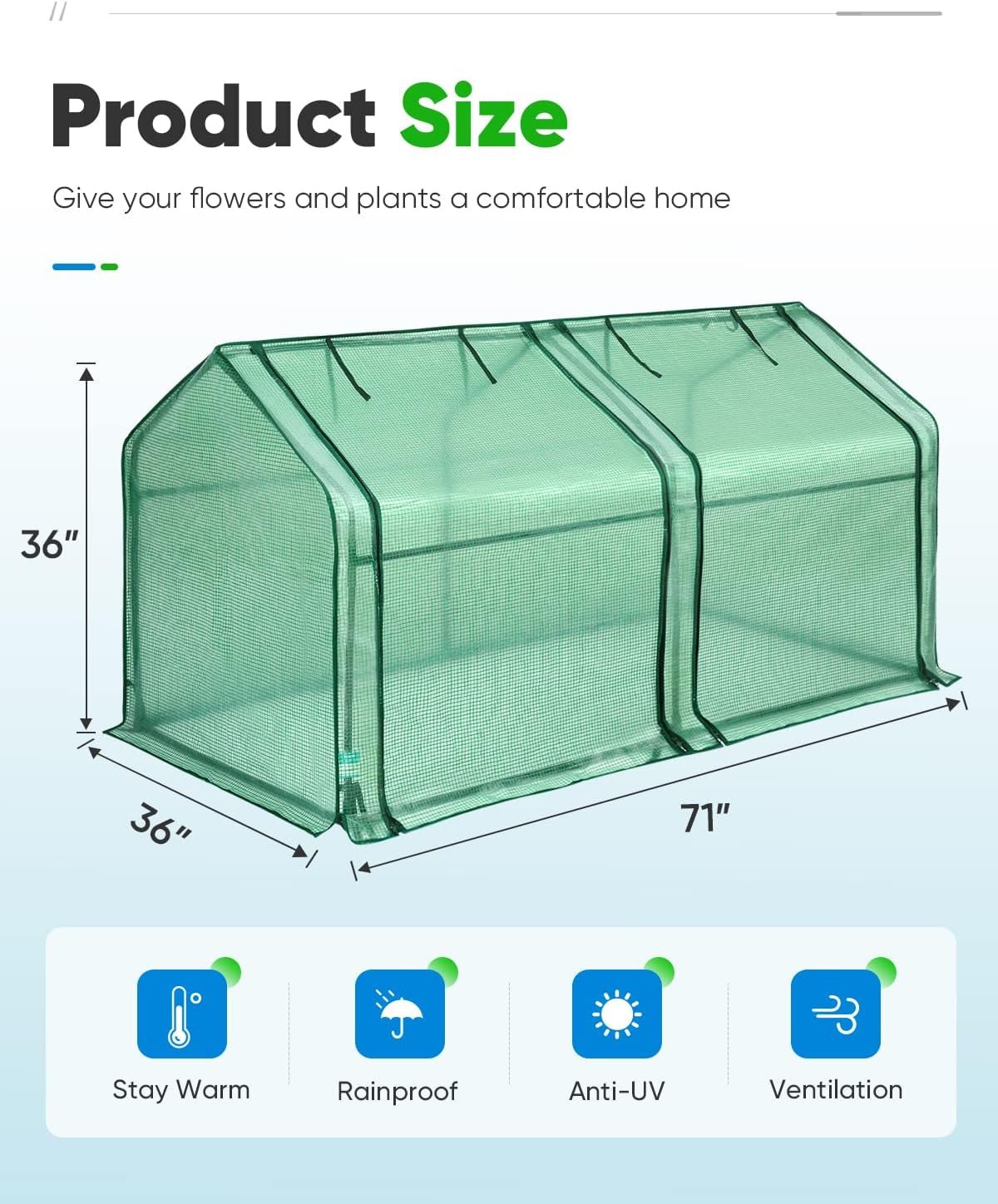 Portable Mini Greenhouse: 180x90x90cm PE Cover, Zipper Doors, 50 Plant Tags - Nourishment Tapestry