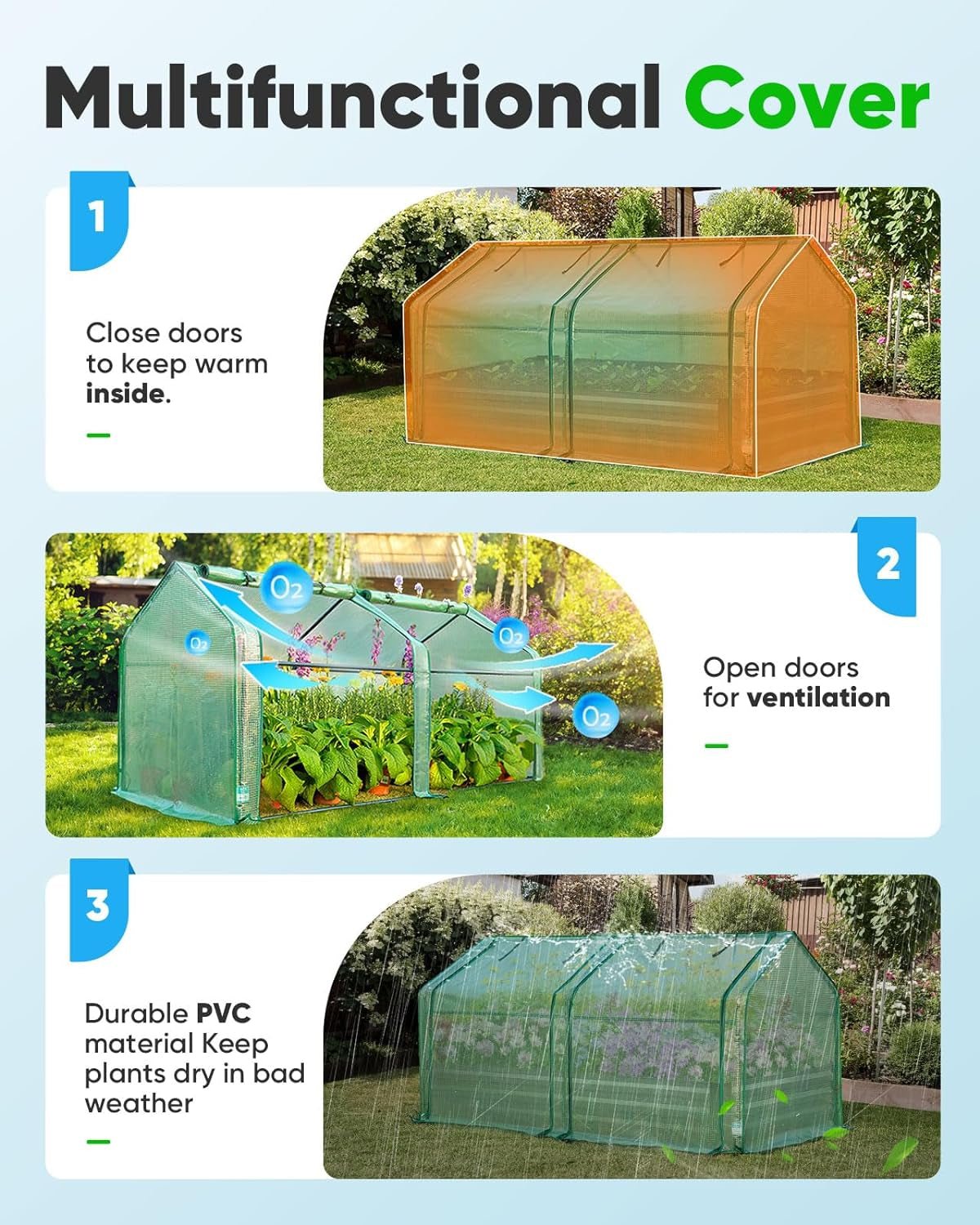 Portable Mini Greenhouse: 180x90x90cm PE Cover, Zipper Doors, 50 Plant Tags - Nourishment Tapestry