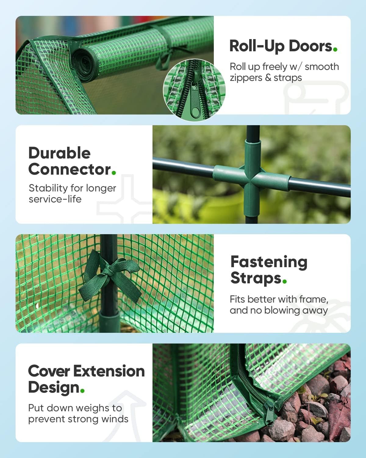 Portable Mini Greenhouse: 180x90x90cm PE Cover, Zipper Doors, 50 Plant Tags - Nourishment Tapestry