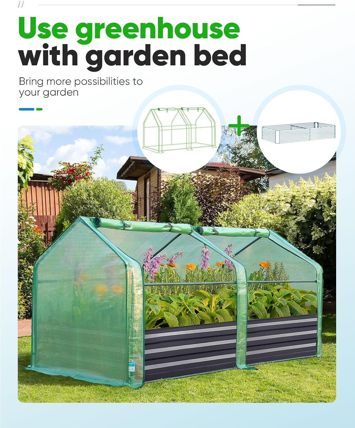 Portable Mini Greenhouse: 180x90x90cm PE Cover, Zipper Doors, 50 Plant Tags - Nourishment Tapestry