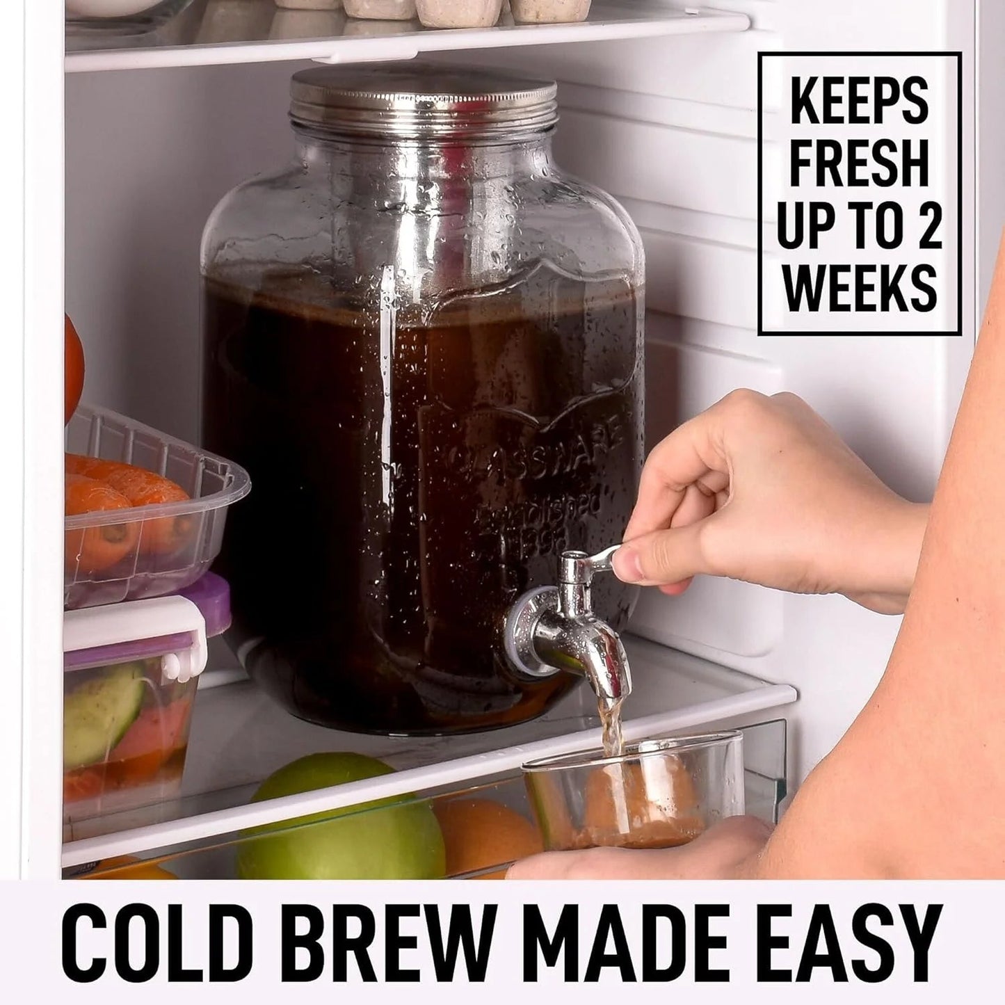Premium 1 Gallon Cold Brew Coffee Maker with Stainless Steel Filter and Spigot - Ideal for Iced Coffee, Cold Brew, and Tea - Nourishment Tapestry