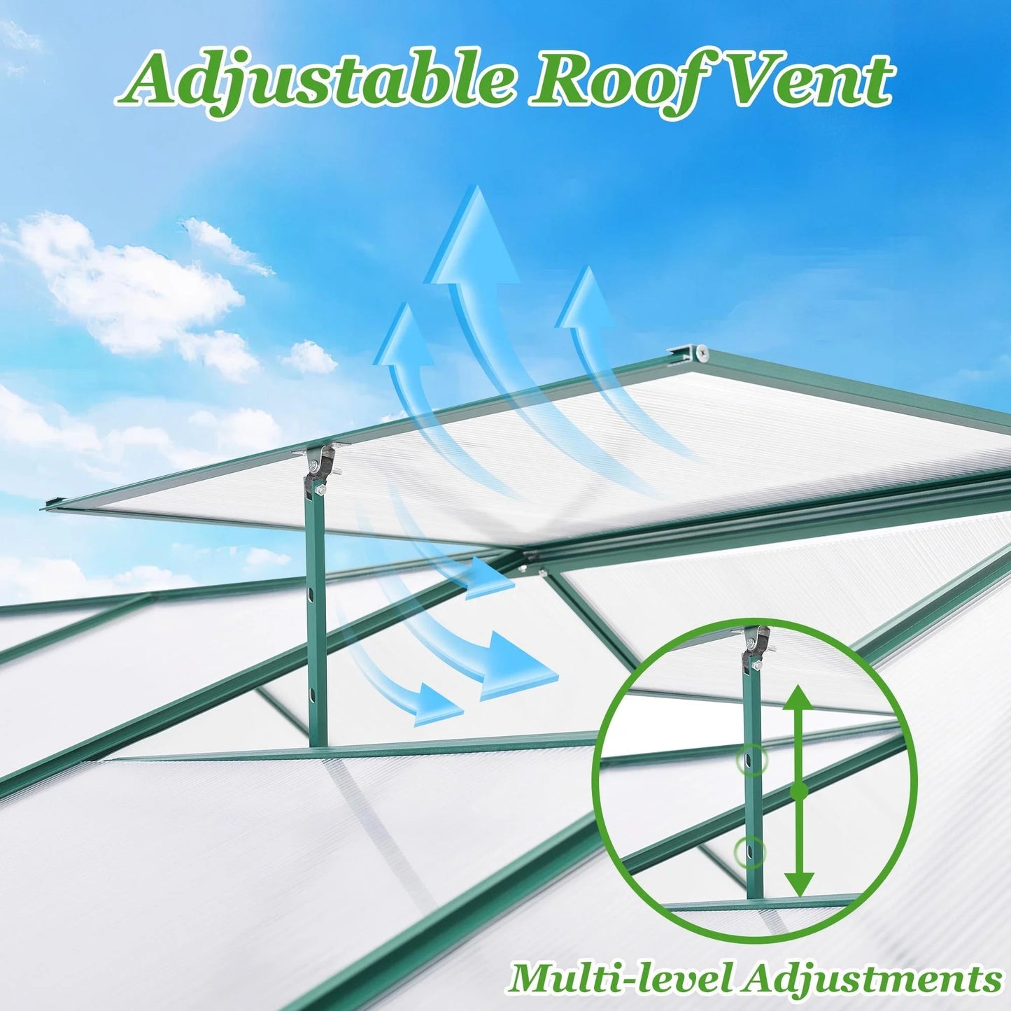 Premium 6x8 FT Polycarbonate Greenhouse with Sliding Door & Aluminum Frame - Nourishment Tapestry