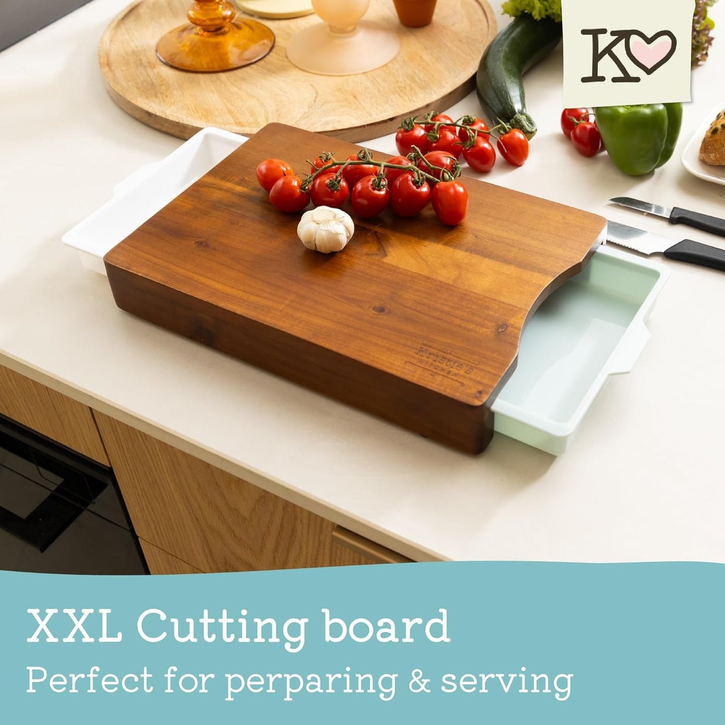 Premium Acacia Wood Cutting Board with Slide - Out Trays: Ultimate Meal Prep Station - Nourishment Tapestry