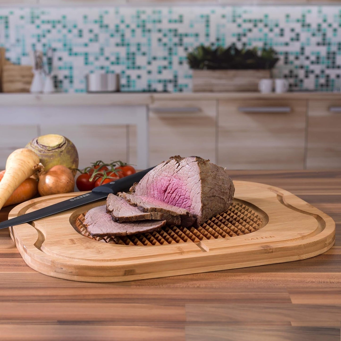 Premium Bamboo Cutting Board: Large 40x30cm with Juice Groove & Meat Spikes - High - Quality Kitchen Tool - Nourishment Tapestry