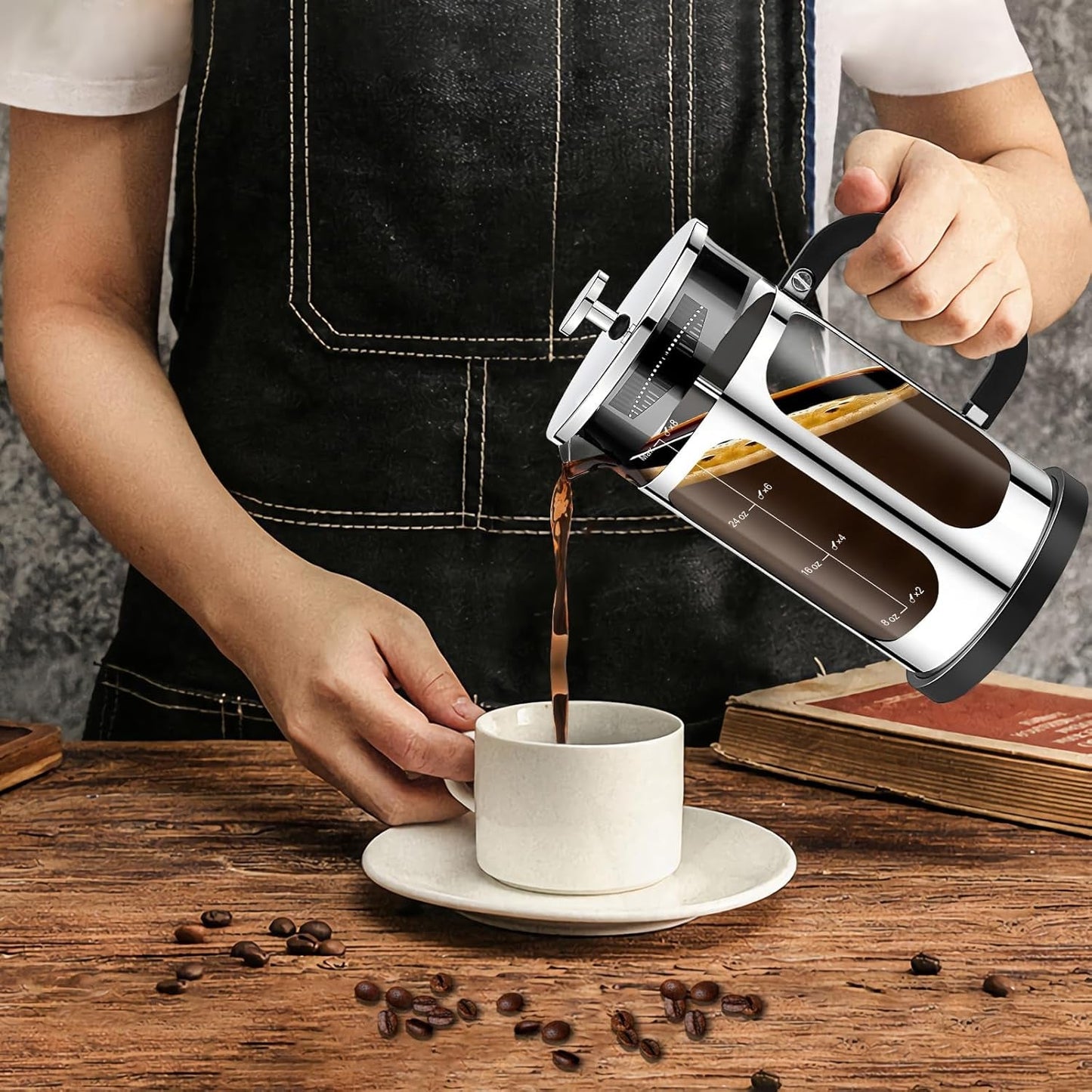 Premium French Press Coffee Maker - 34oz Capacity, 4 Filters, Borosilicate Glass, Cold Brew Tea Pot - Silvery - Buy Now! - Nourishment Tapestry