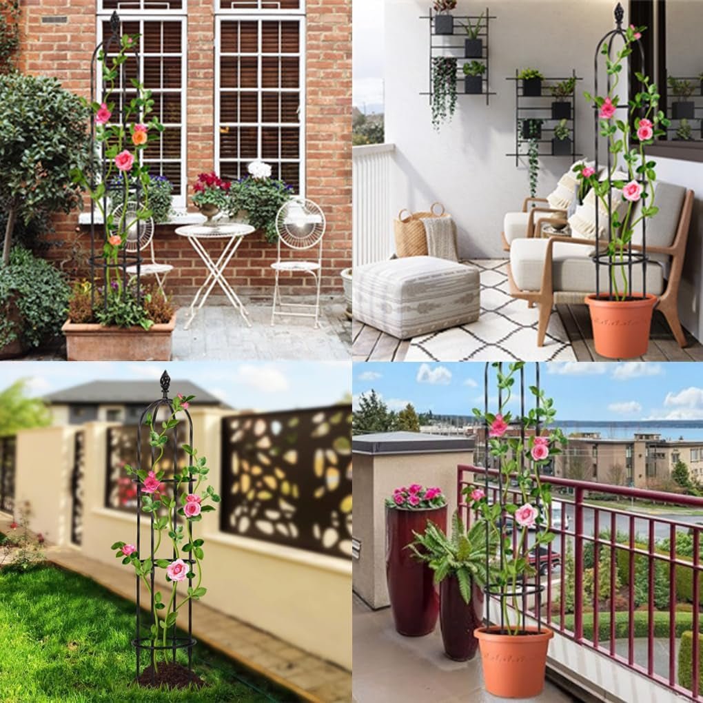 Rustproof 175CM Metal Garden Obelisk Trellis for Climbing Plants - Support for Roses, Clematis, Jasmine - Indoor/Outdoor Flower Stand - Nourishment Tapestry